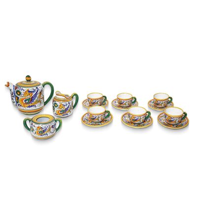Servizio da caffè da sei con decoro raffaellesco