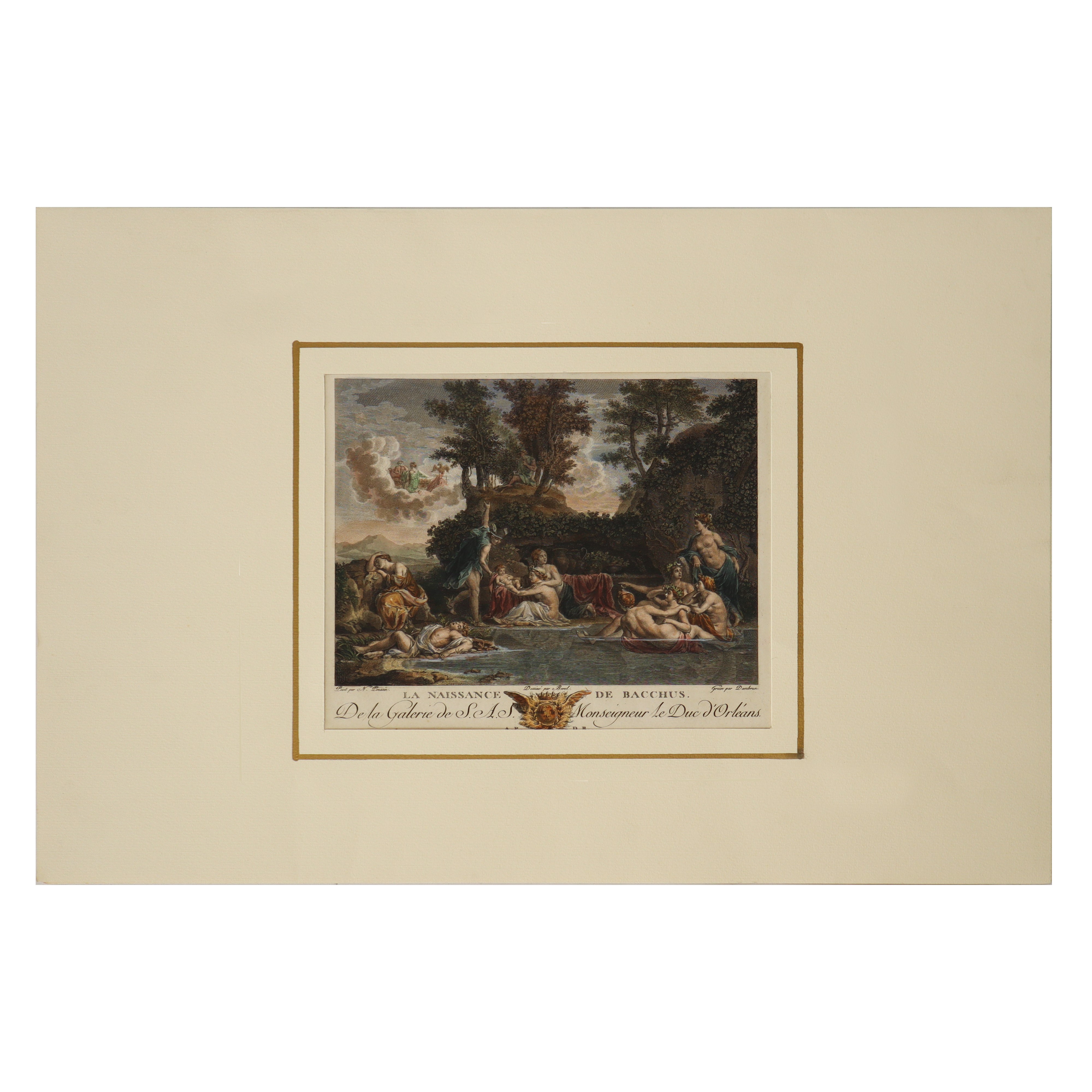 Jean Dambrun - Incisione da Poussin della Nascita di Bacco