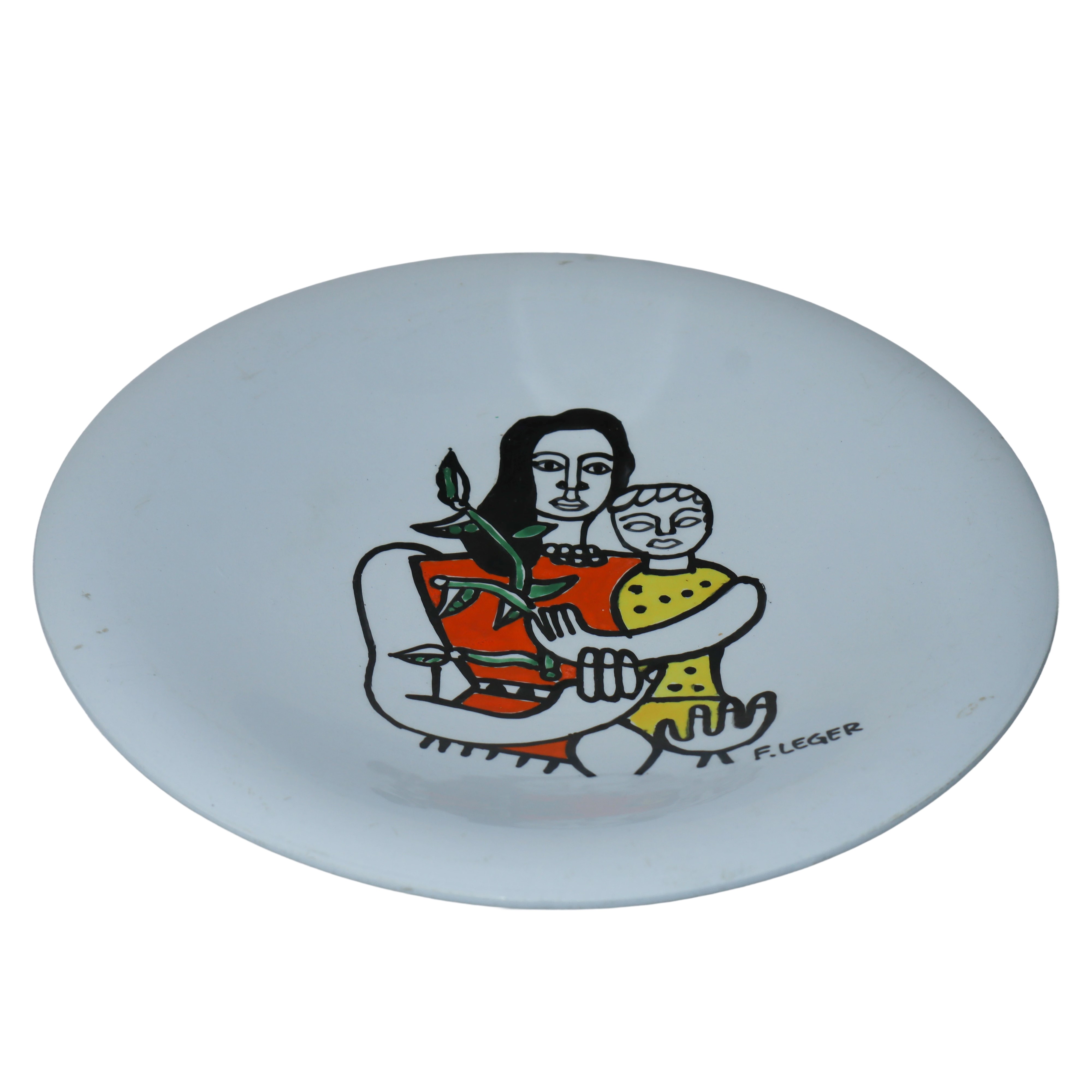 Piatto rotondo in ceramica policroma