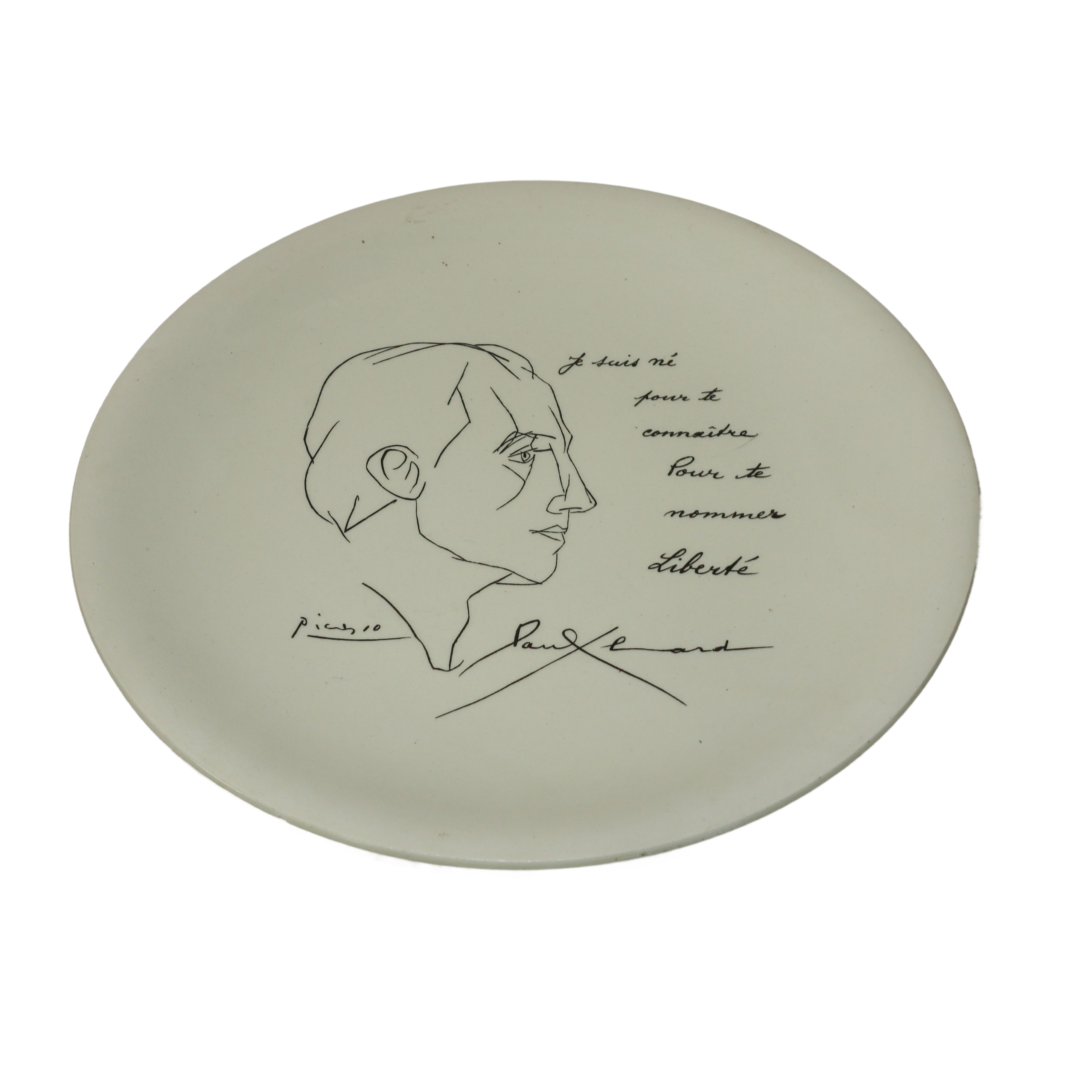 Piatto rotondo con ritratto di Paul Eluard