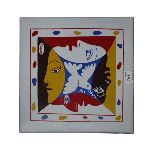 Pablo Picasso - Polychrome ceramic tile depicting a dove poster at the Peoples&#39; Congress for Peace 12 December 1952