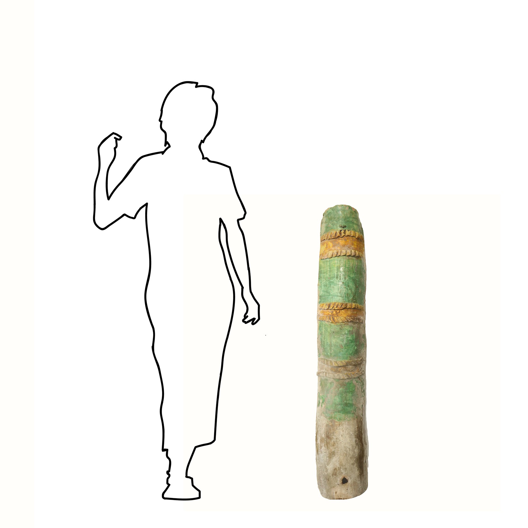 Canale di scolo in maiolica di Caltagirone invetriata e smaltata verde chiaro e giallo