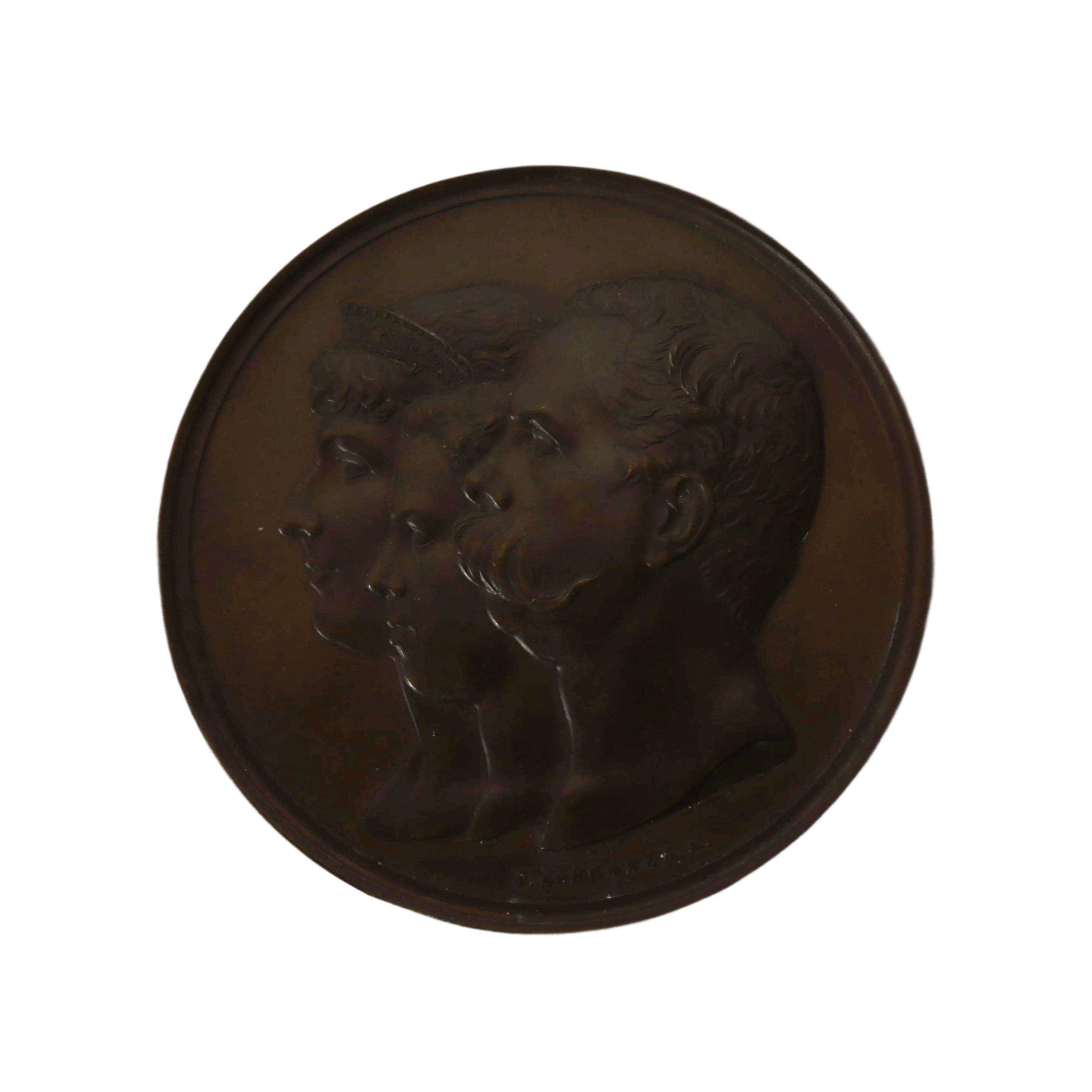 Medaglia con teste accollate della regina Margherita, principe Vittorio Emanuele e Re Umbert I so...