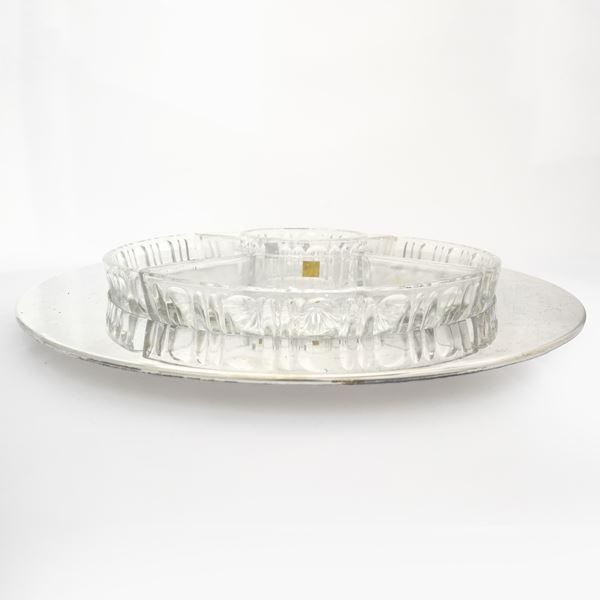 800 silver tray for appetizers in crystal