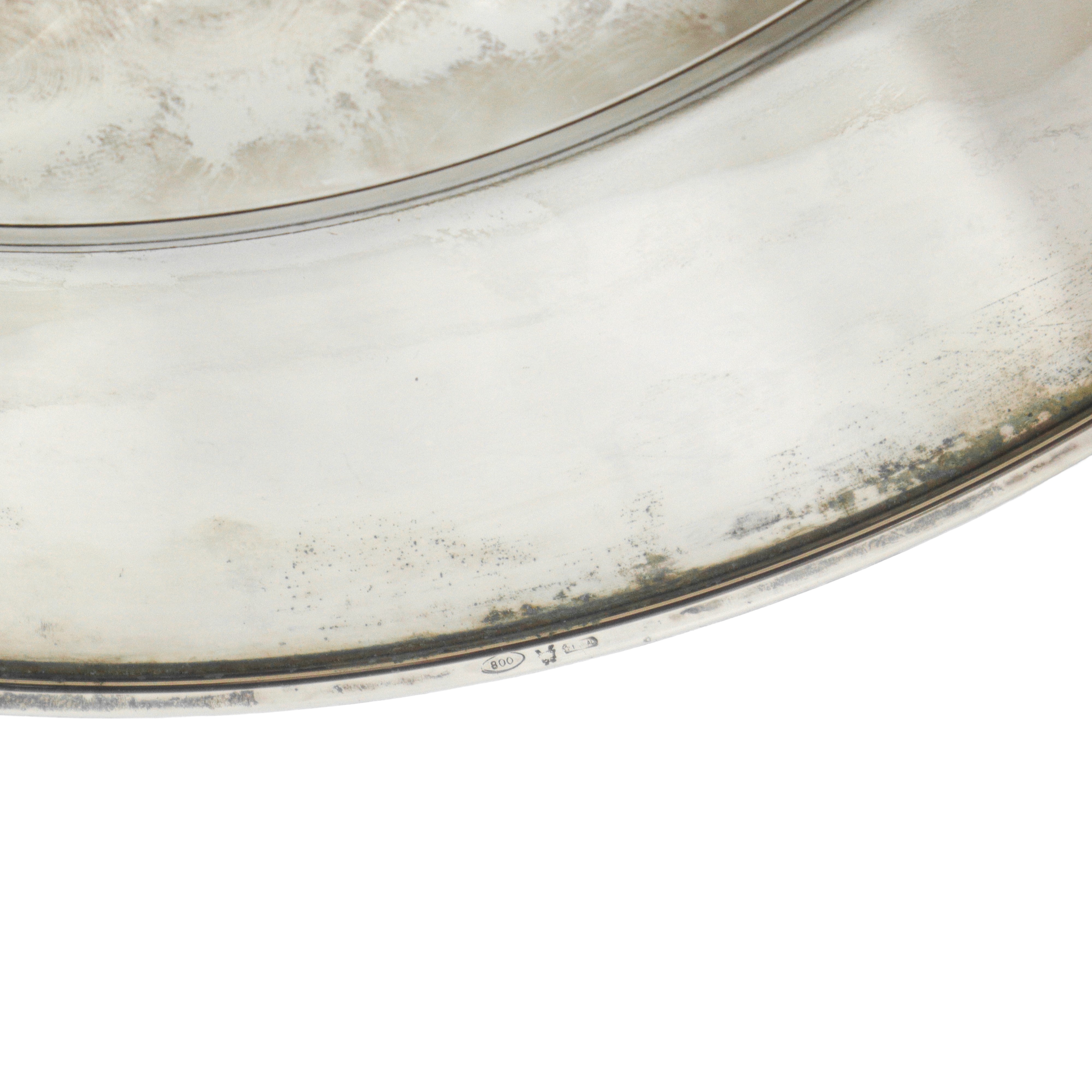 Vassoio in argento 800 porta antipastiera in cristallo