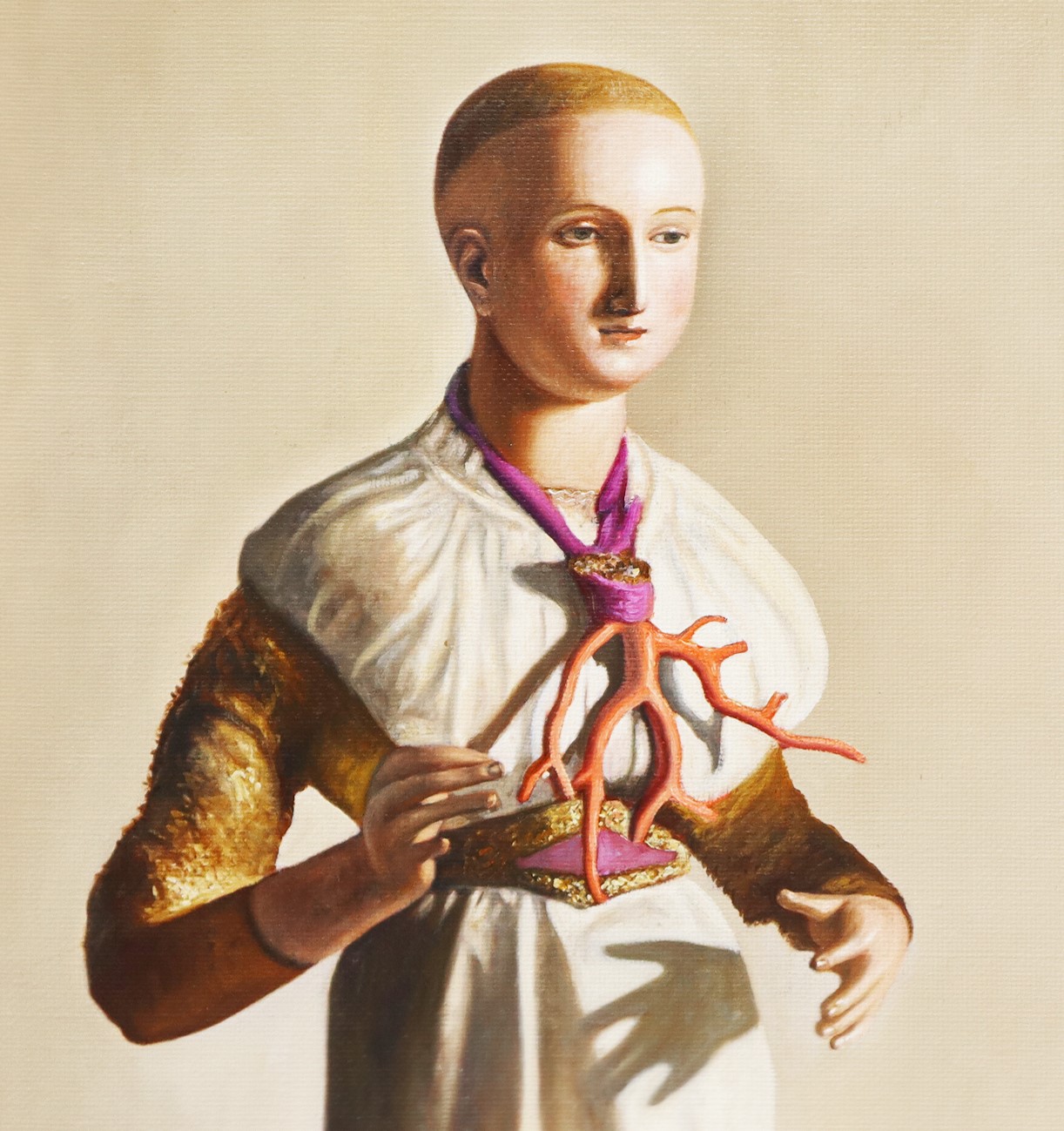 Manichini che contemplano clessidra