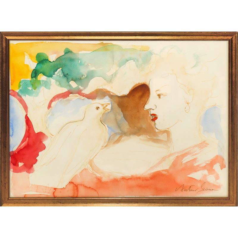 Volto di donna e una colomba