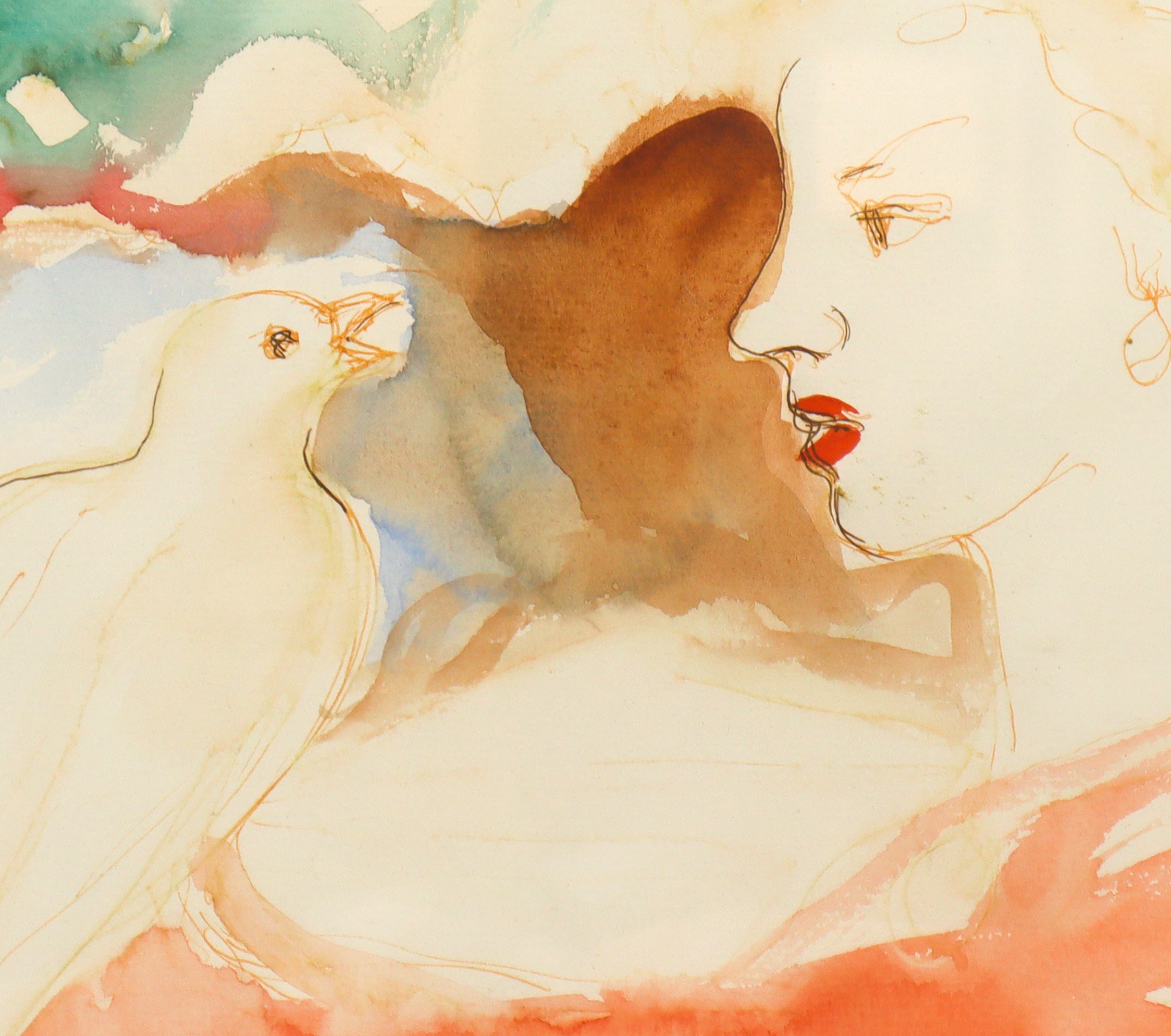 Volto di donna e una colomba