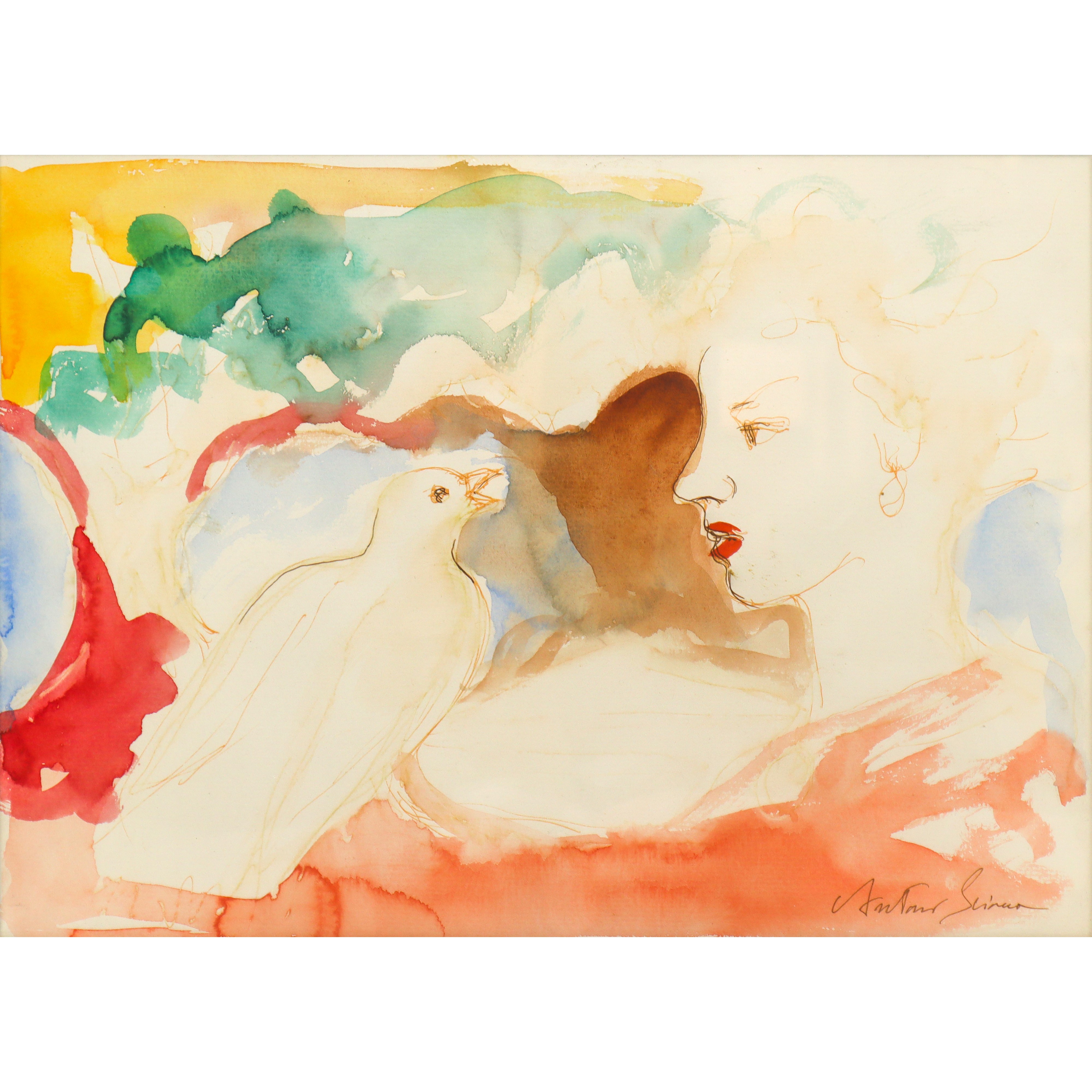 Volto di donna e una colomba