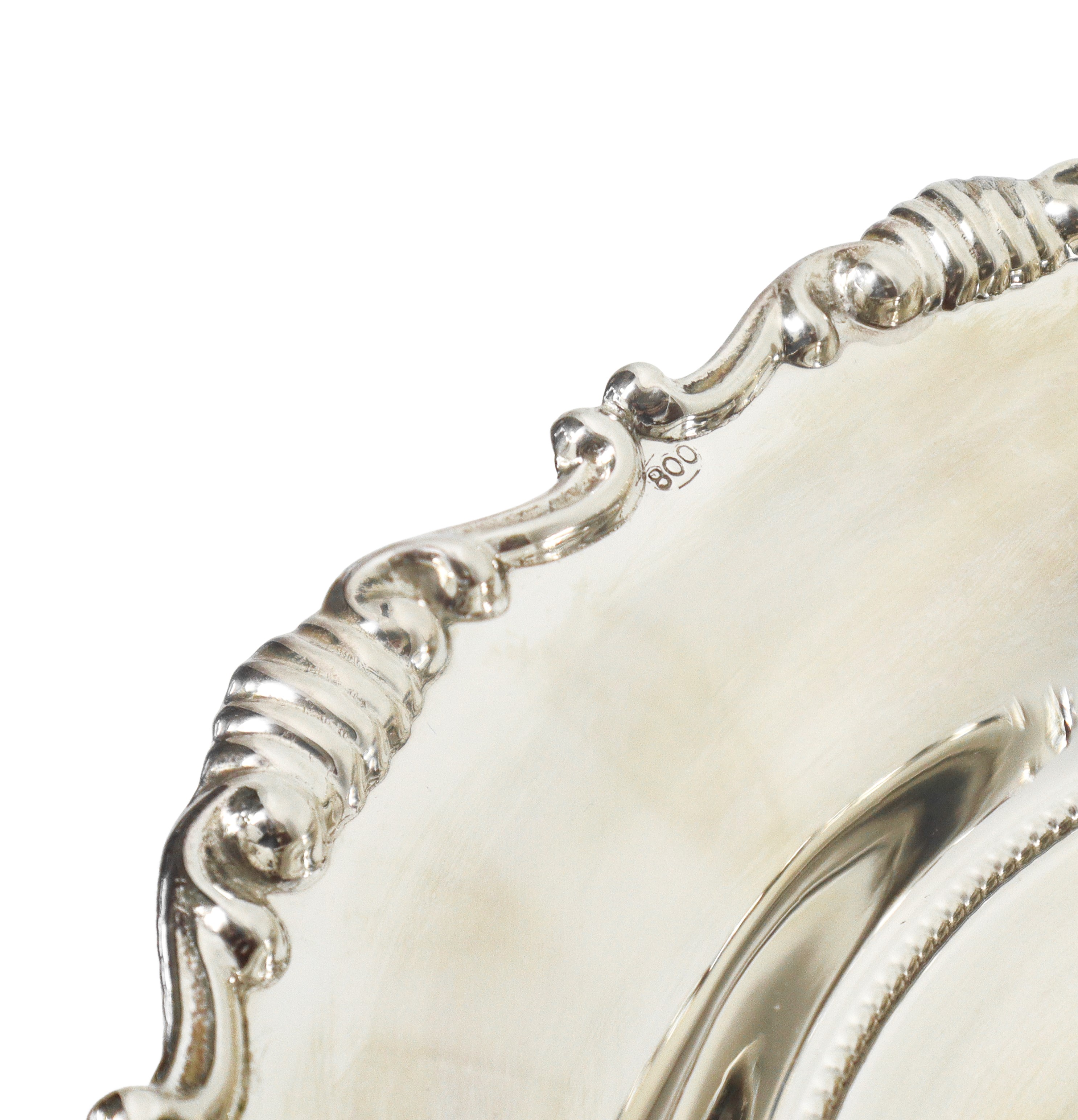 Portadolci circolare in argento 800 con bordo smerlato