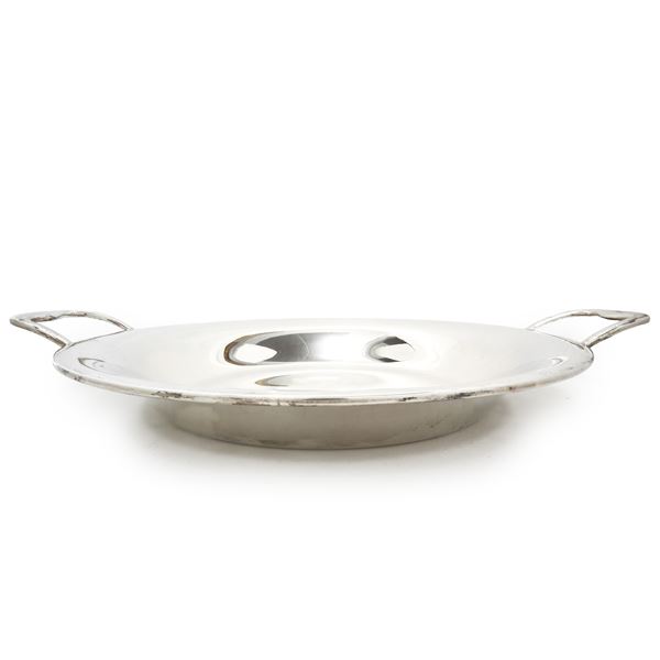 Circular tray in 800 silver with side handles