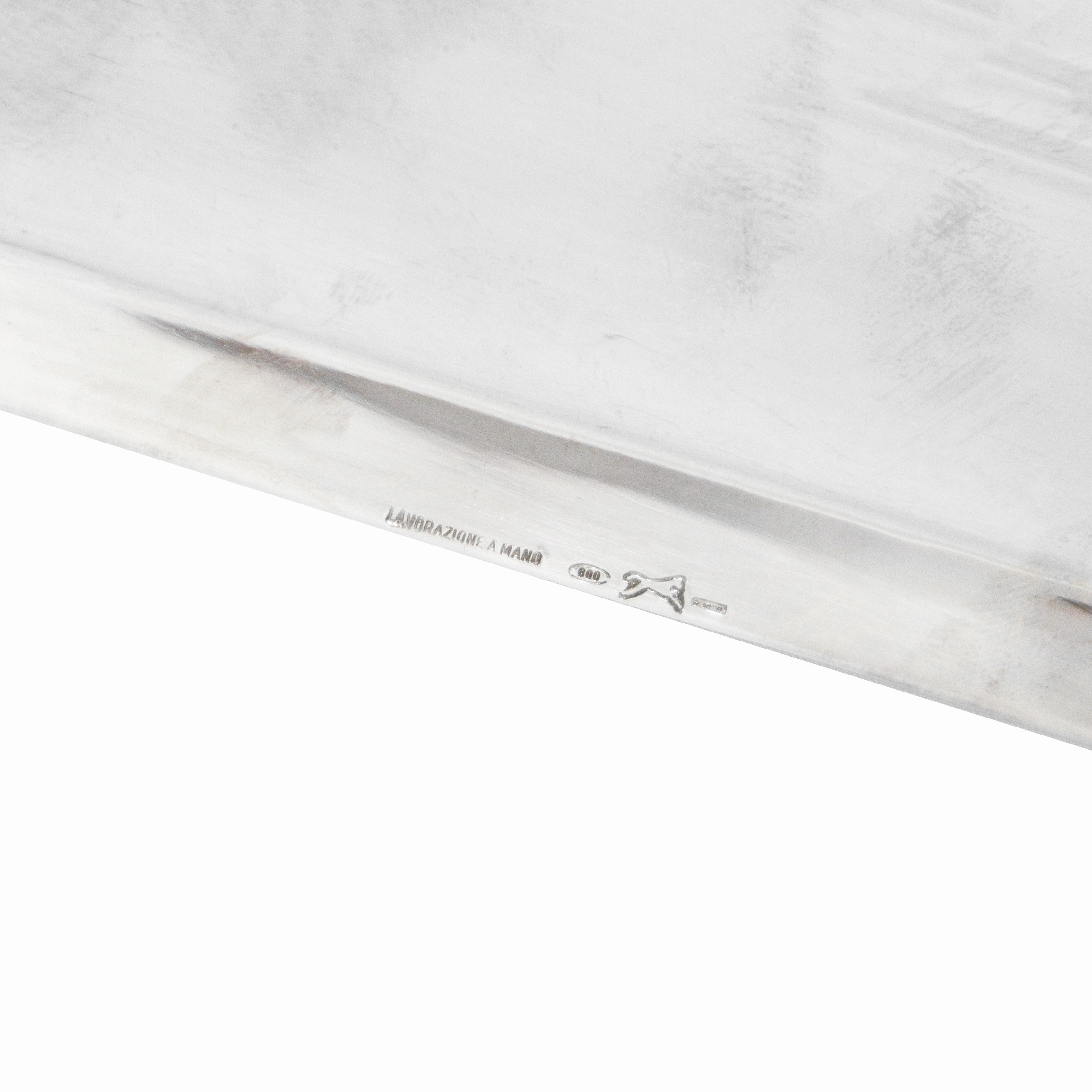 Vassoio rettangolare in argento 800 con contenitori porta antipasti in cristallo