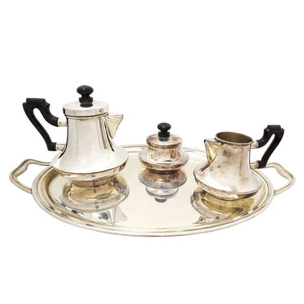 Coffee service with tray in 800 silver