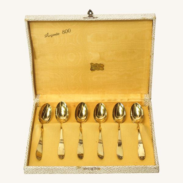 Set of 6 coffee spoons in 800 silver