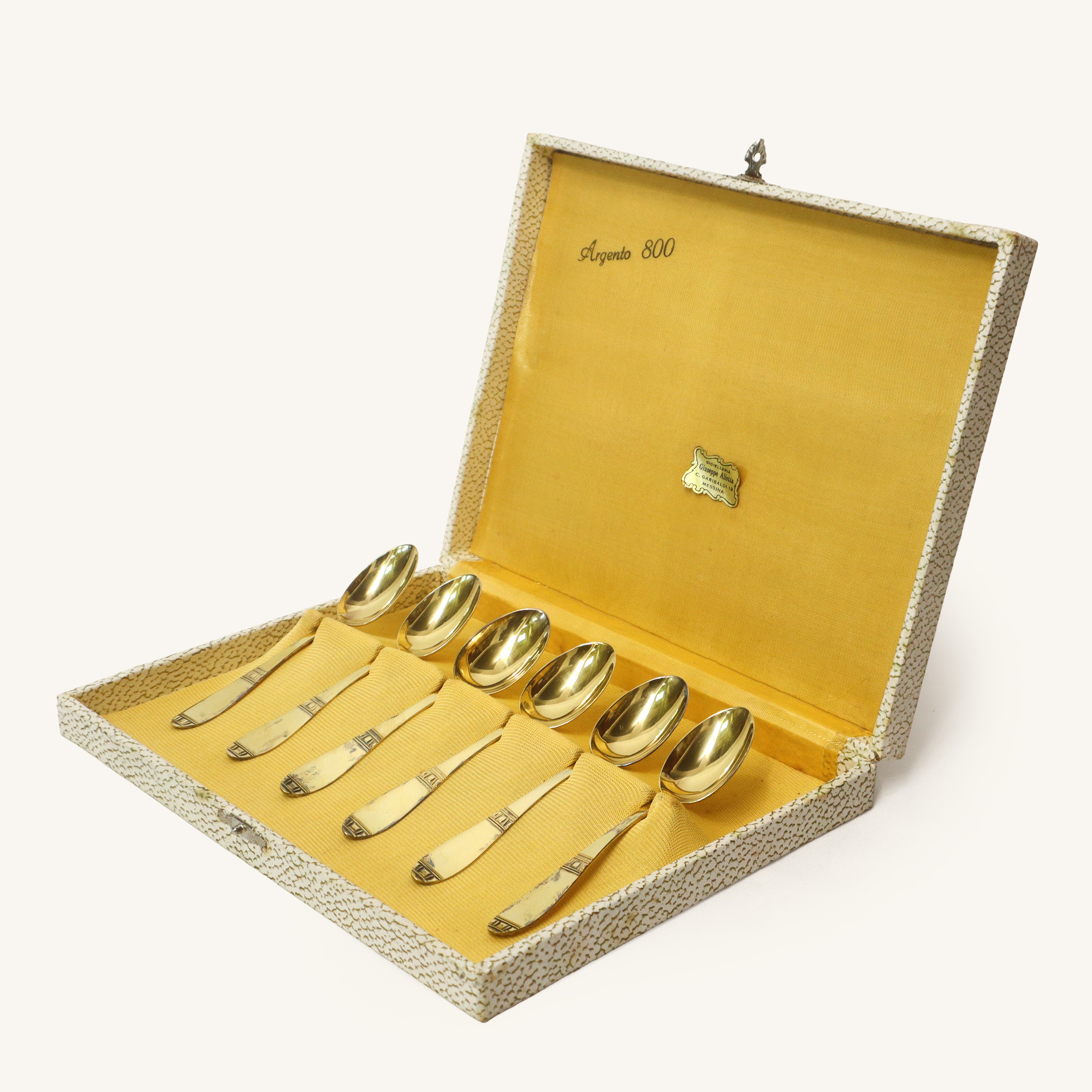 Servizio da 6 di cucchiaini da caffe in argento 800