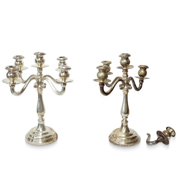 L.A.F.A. Argenteria Zangara Angela Palermo - Pair of 5-light candlesticks