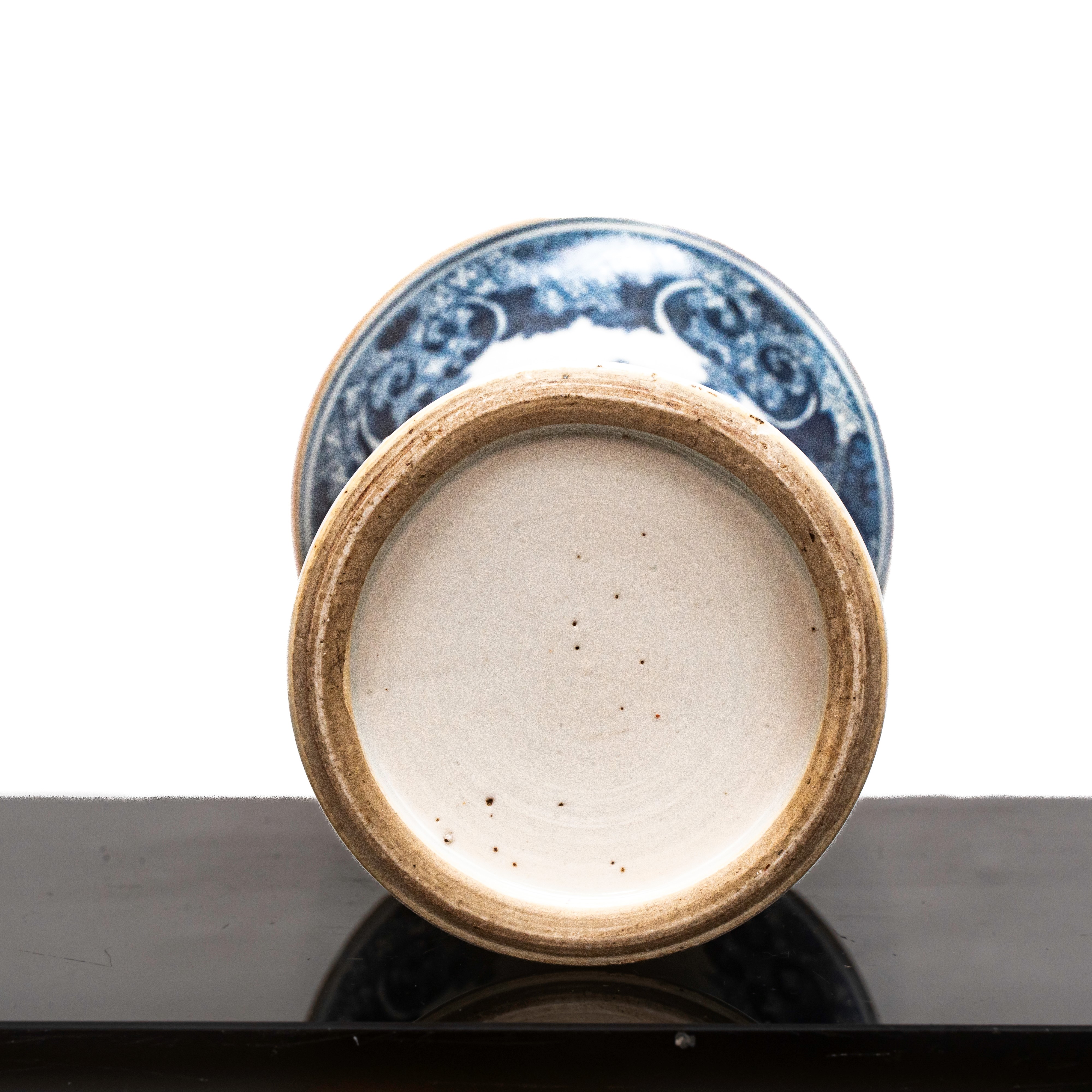 Vaso Blu e Bianco con Decori di Fiori e Uccelli