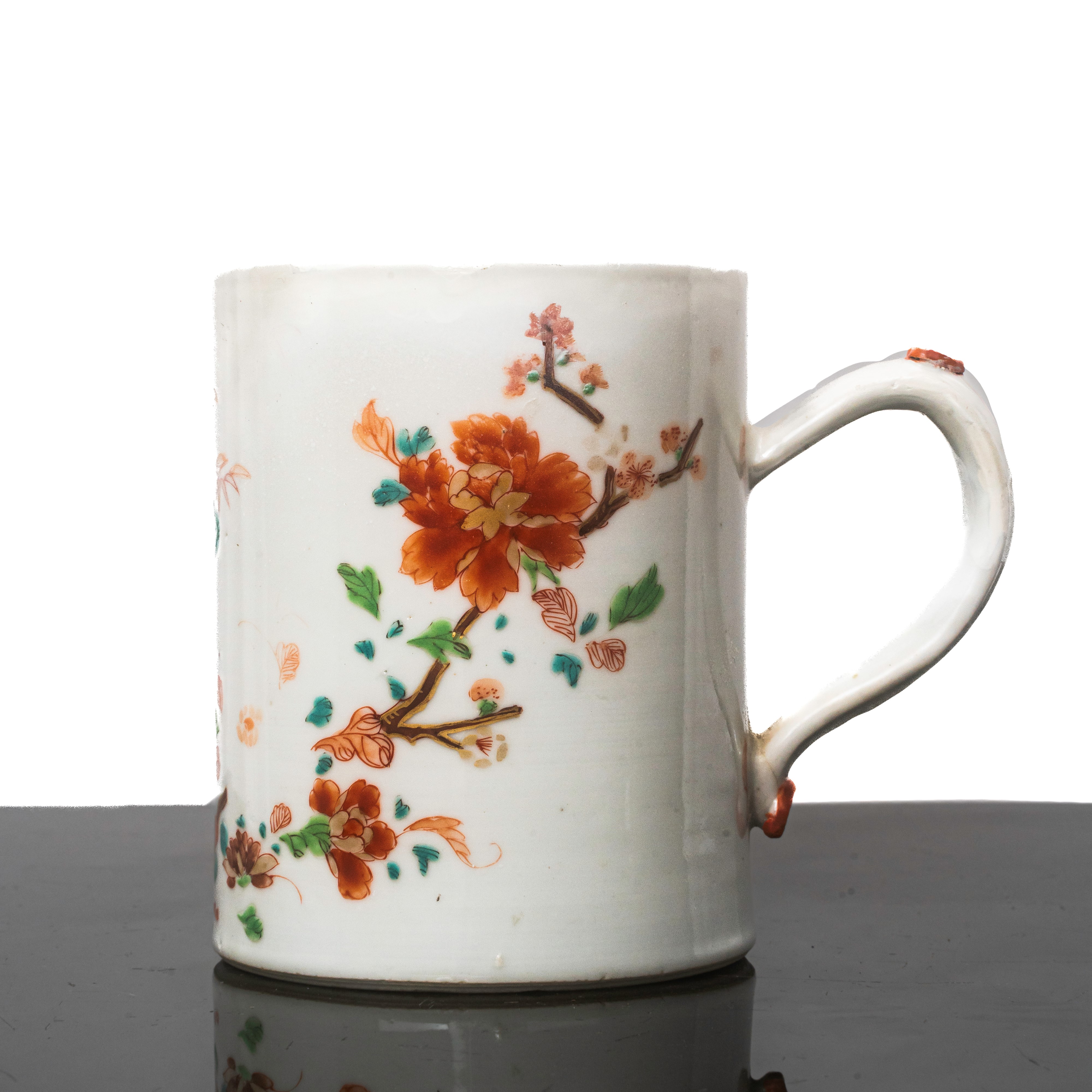 Tazza da te, famiglia rosa, con decori floreali e decori sul manico