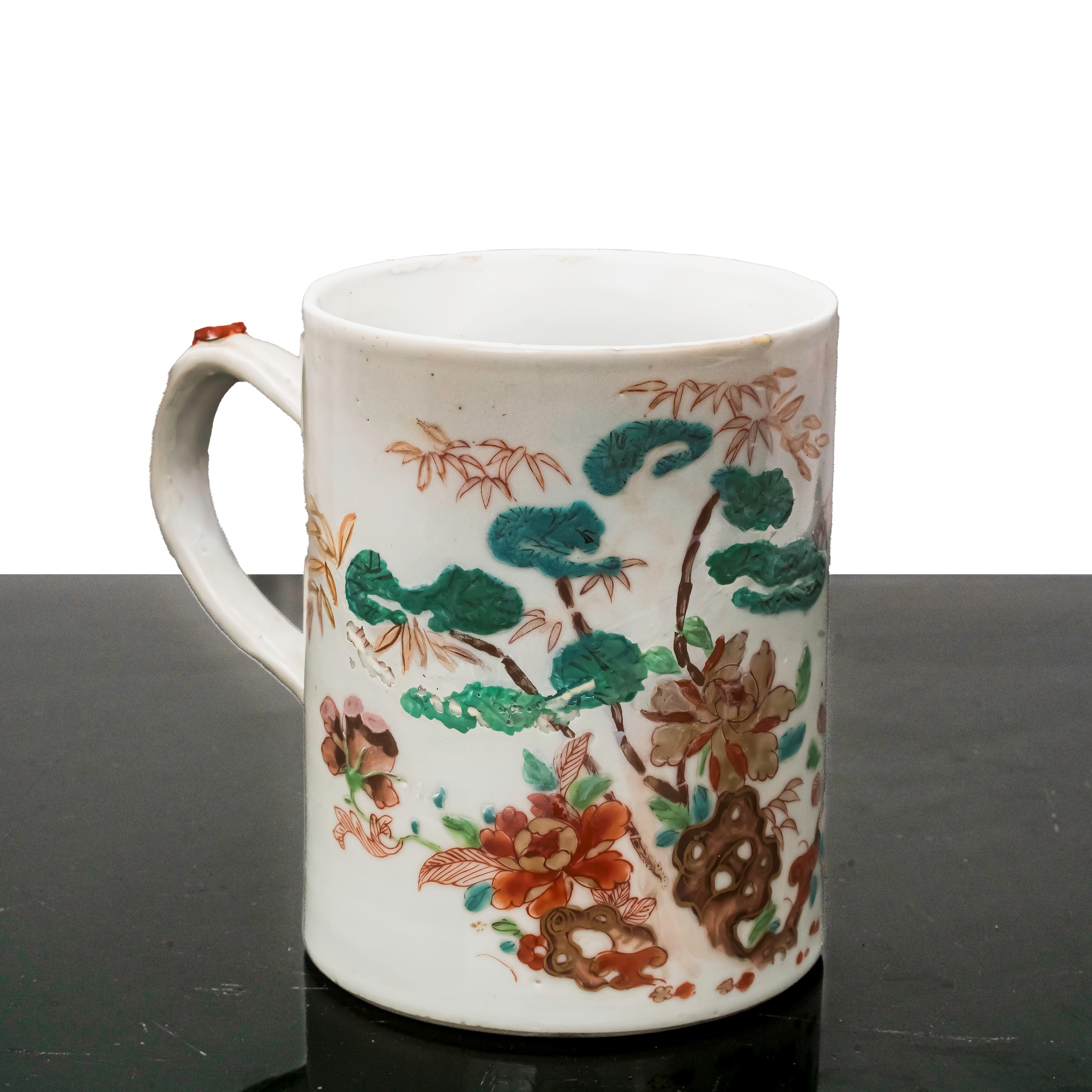 Tazza da te, famiglia rosa, con decori floreali e decori sul manico