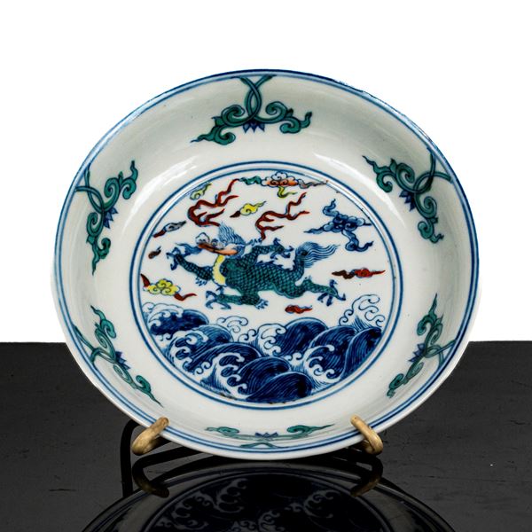 Doucai porcelain plate with decorations