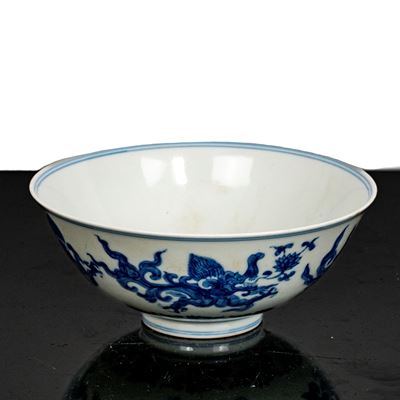 Ciotola in Porcellana Bianca con Decori Blu