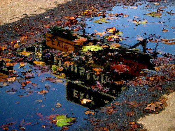 AQUA Collection, titled "Houston Exit", 2006. USA: NYC, Reflection of street signs on puddle of rainwater, digital 0/5, 30,5X40, kodak digital printing on matte photo paper, black forex 20mm, edged