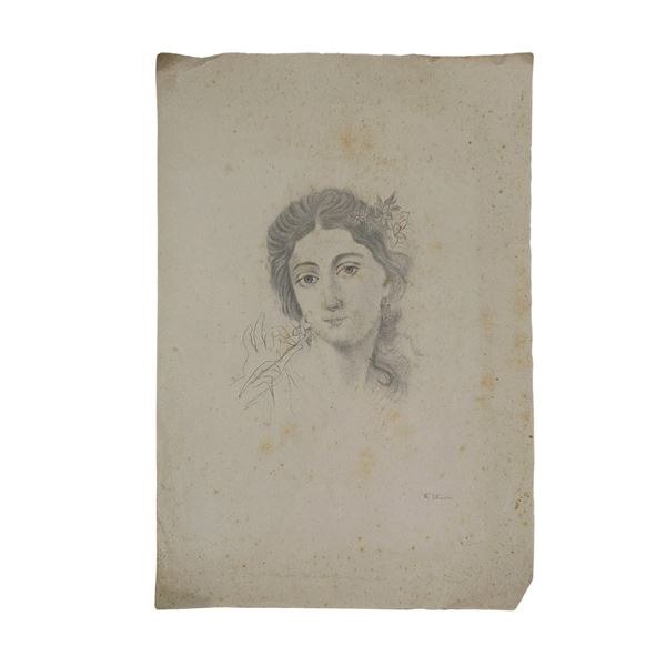 Emanuela  Sturzo, sorella gemella di Don Luigi Sturzo - Woman&#39;s face with flower in hand 