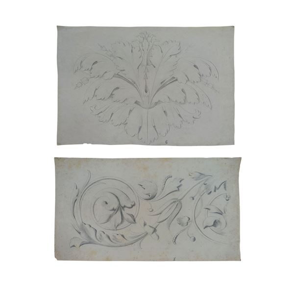 Emanuela  Sturzo, sorella gemella di Don Luigi Sturzo - N°2 Drawings depicting acanthus leaves