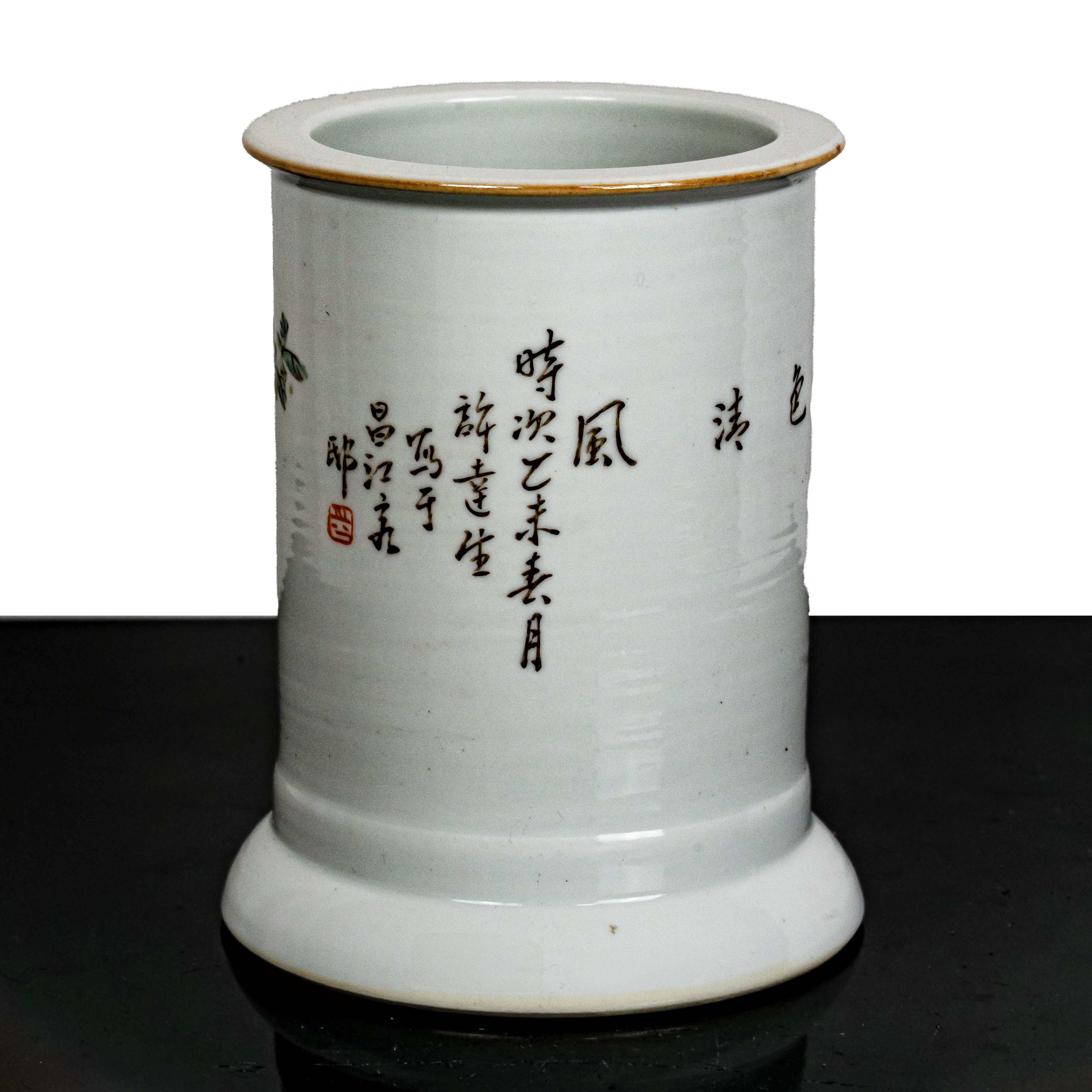 Vaso con decoro con gallo e iscrizione