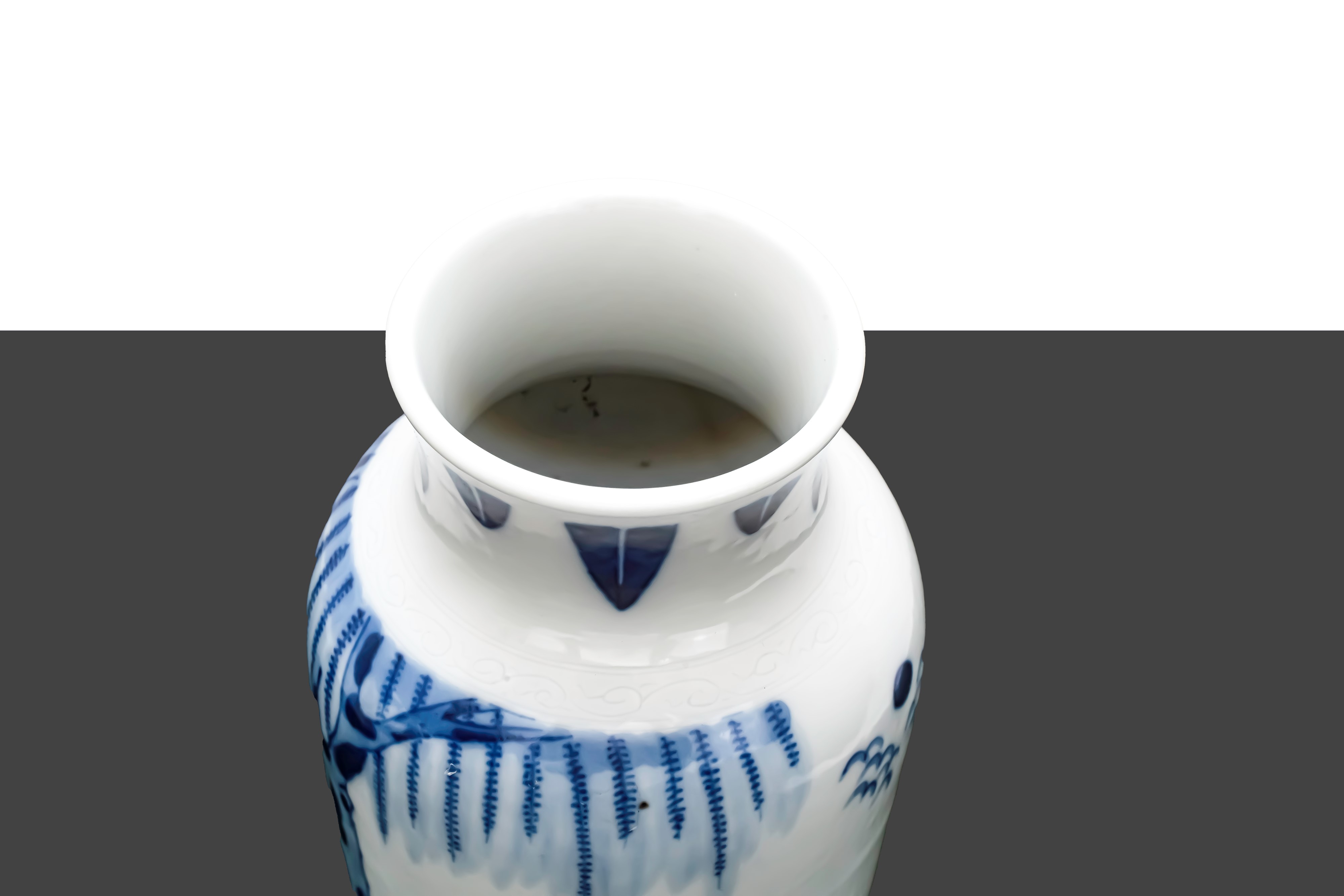 Vaso Blu e Bianco con Scene di Vita