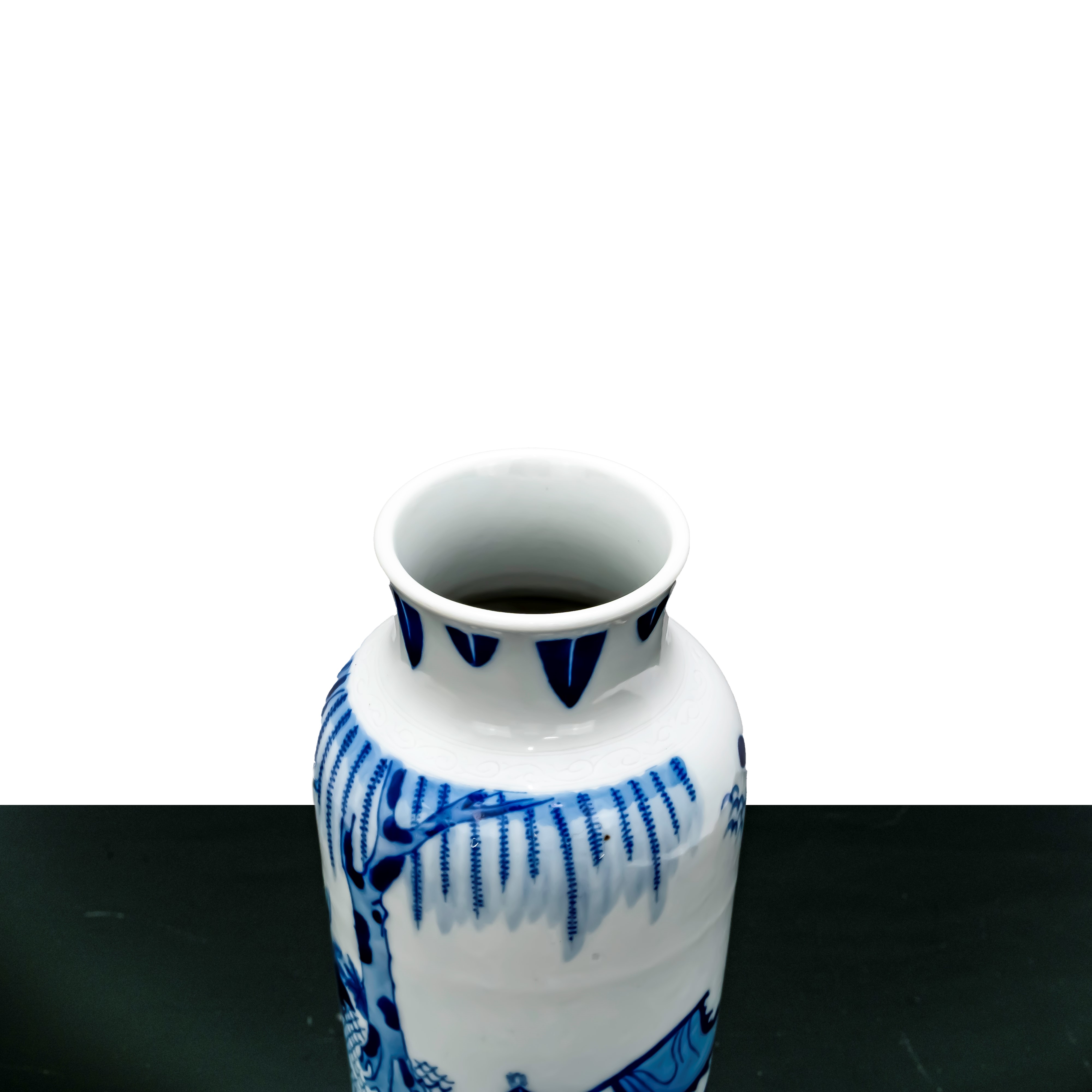 Vaso Blu e Bianco con Scene di Vita