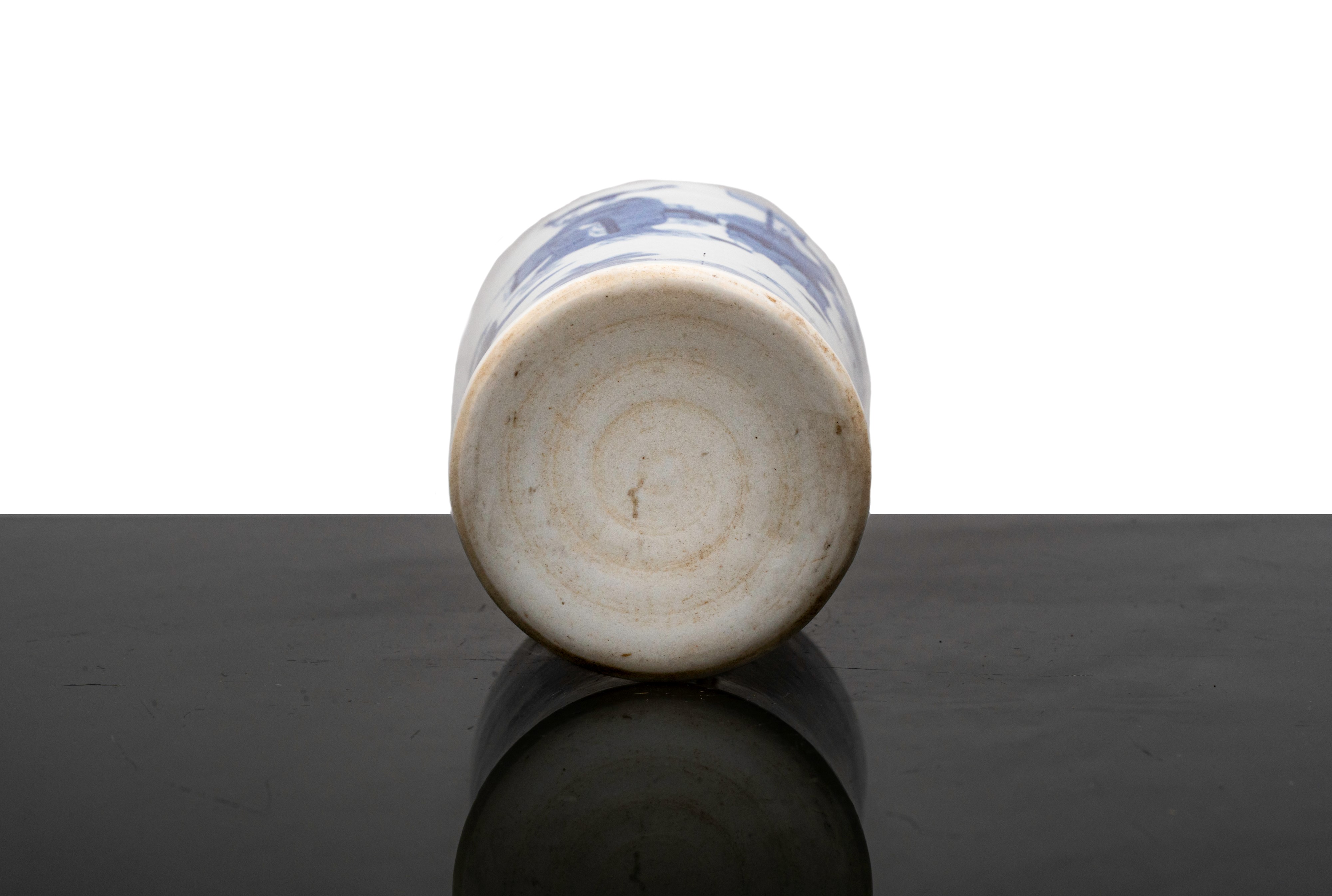Vaso Blu e Bianco con Scene di Vita