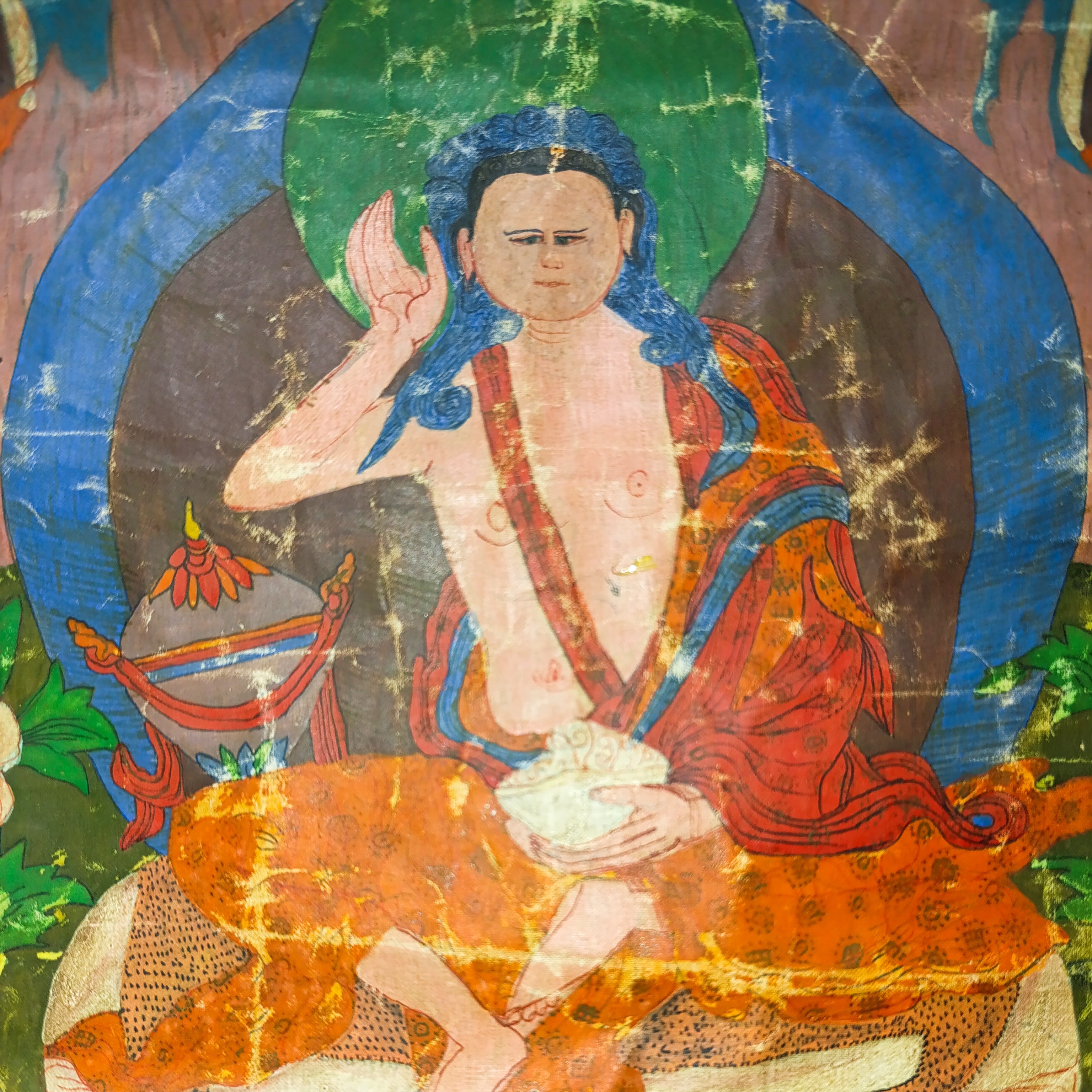 Thangka su Stoffa con al Centro Buddha ed Intorno Altre Divinità