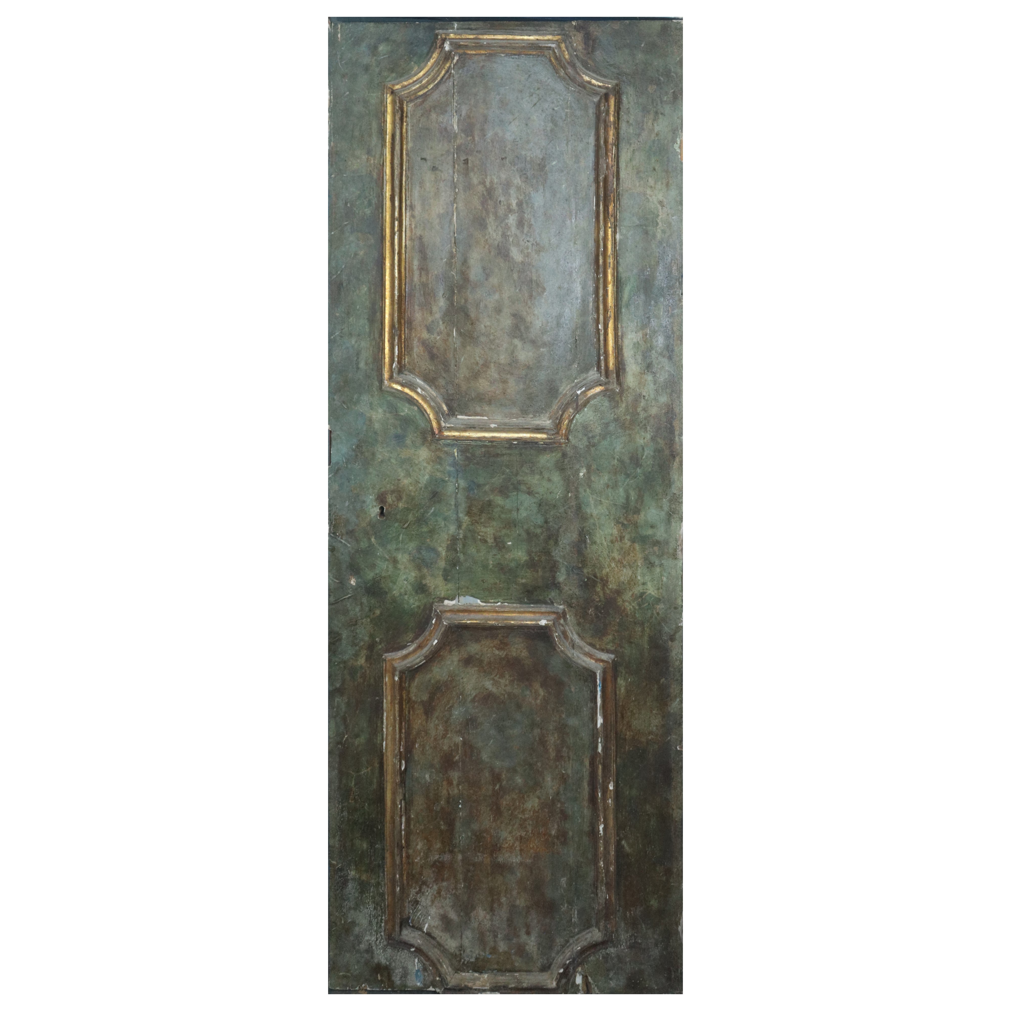 Porta a un'anta laccata verde e dorata