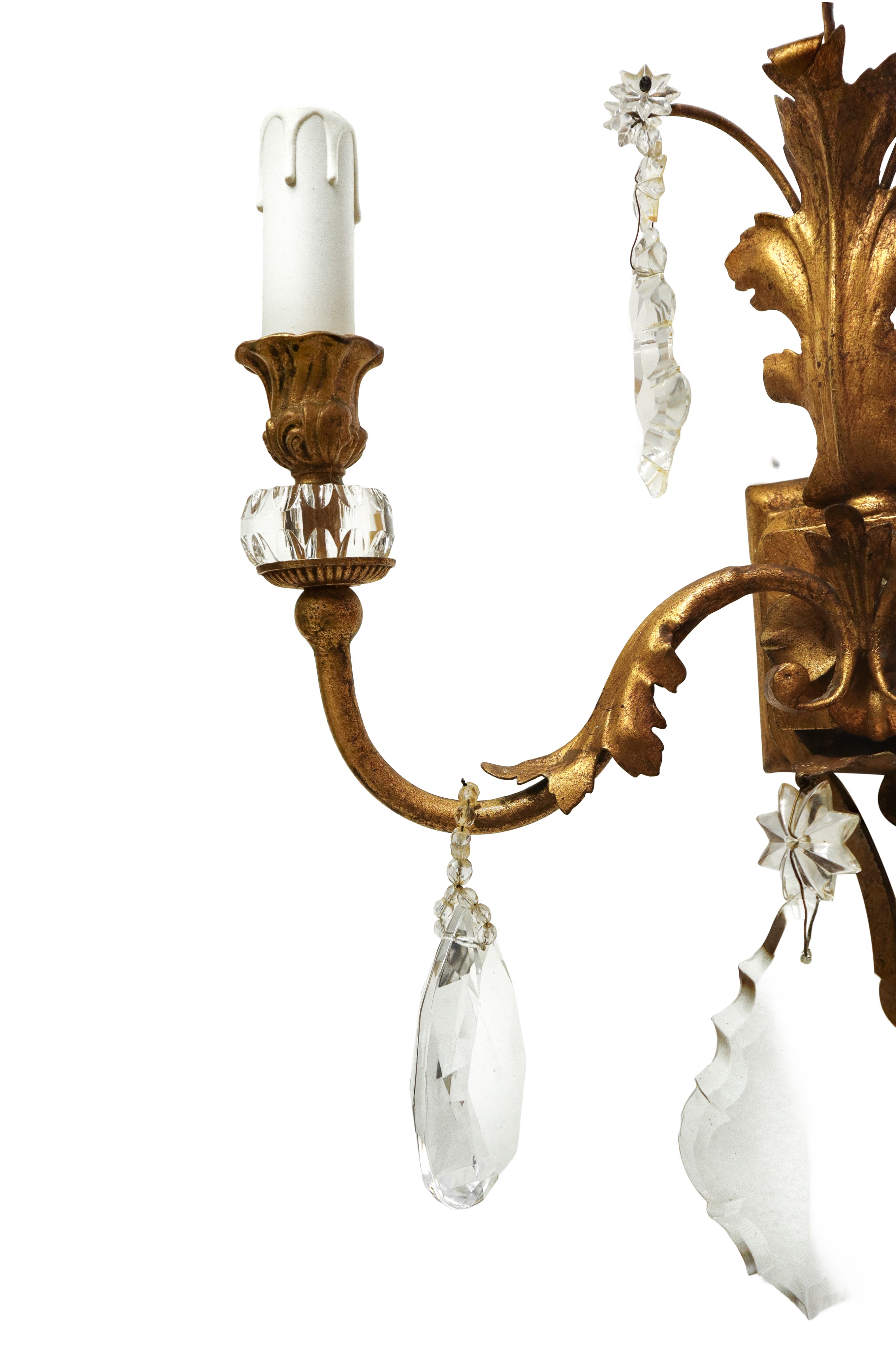 Applique a due luci in metallo dorato