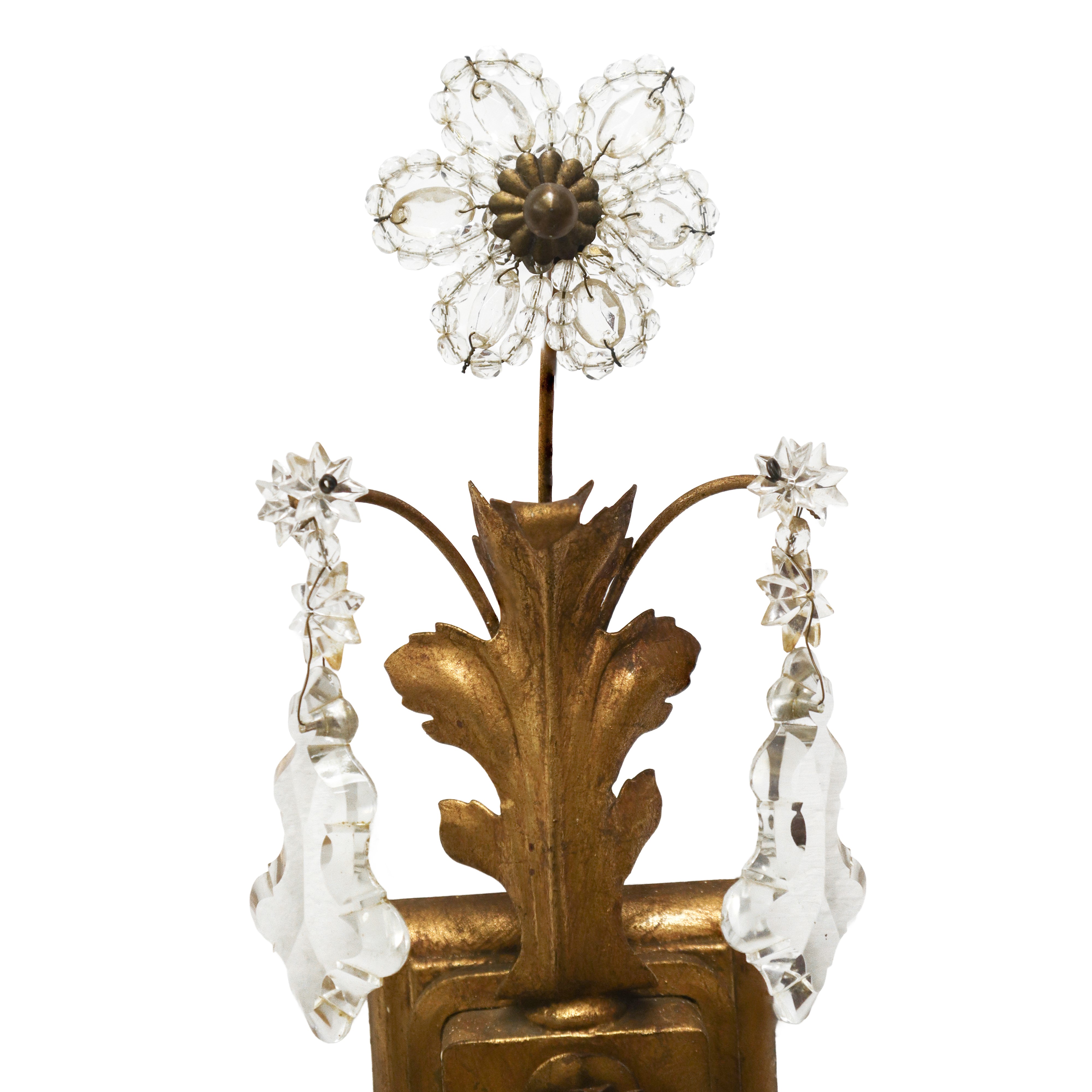 Applique a due luci in metallo dorato