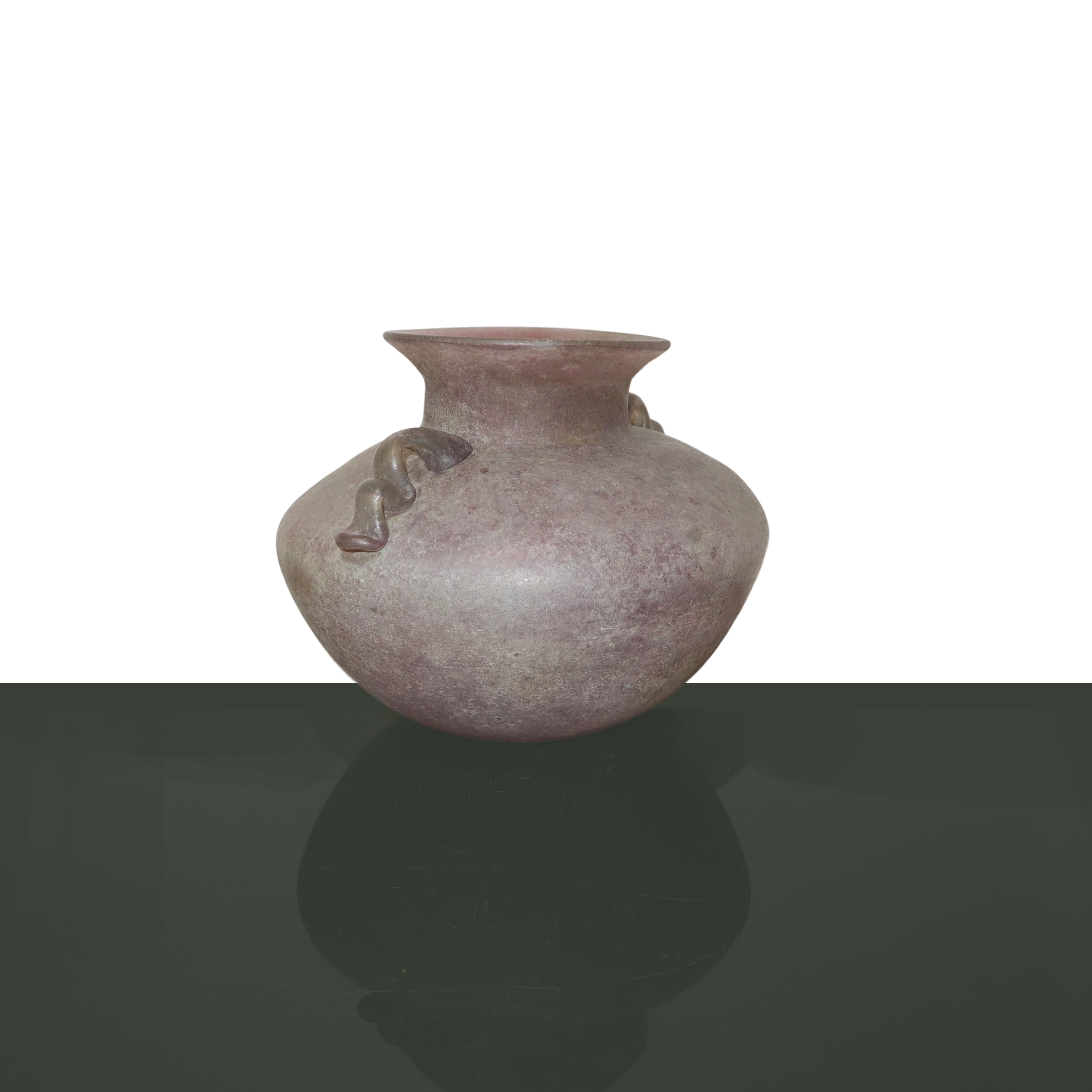 Vaso a scavo in vetro di Murano rosa