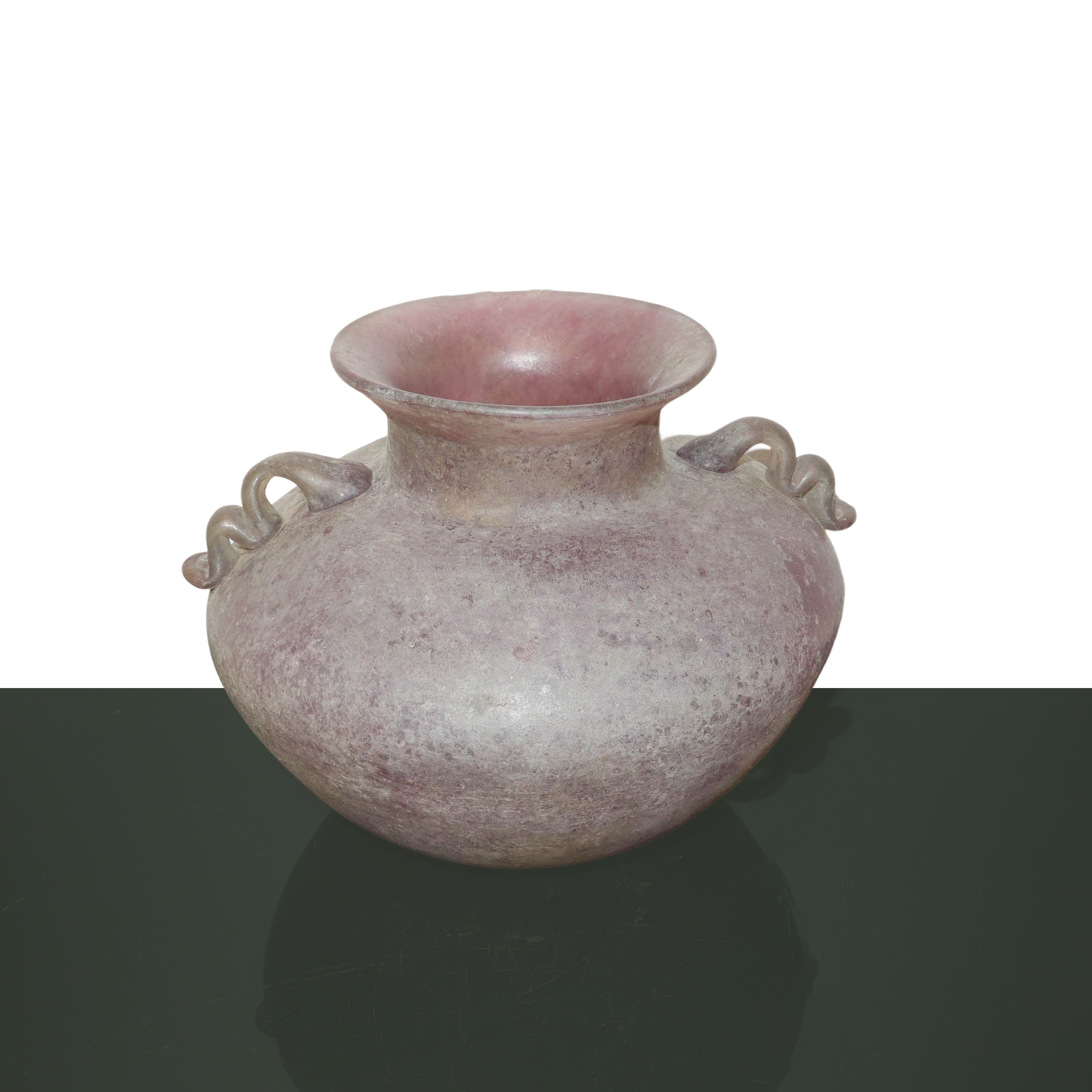 Vaso a scavo in vetro di Murano rosa