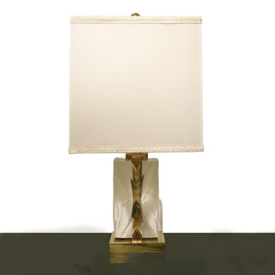 Lampada da Tavolo in Ottone e Vetro Acrilico