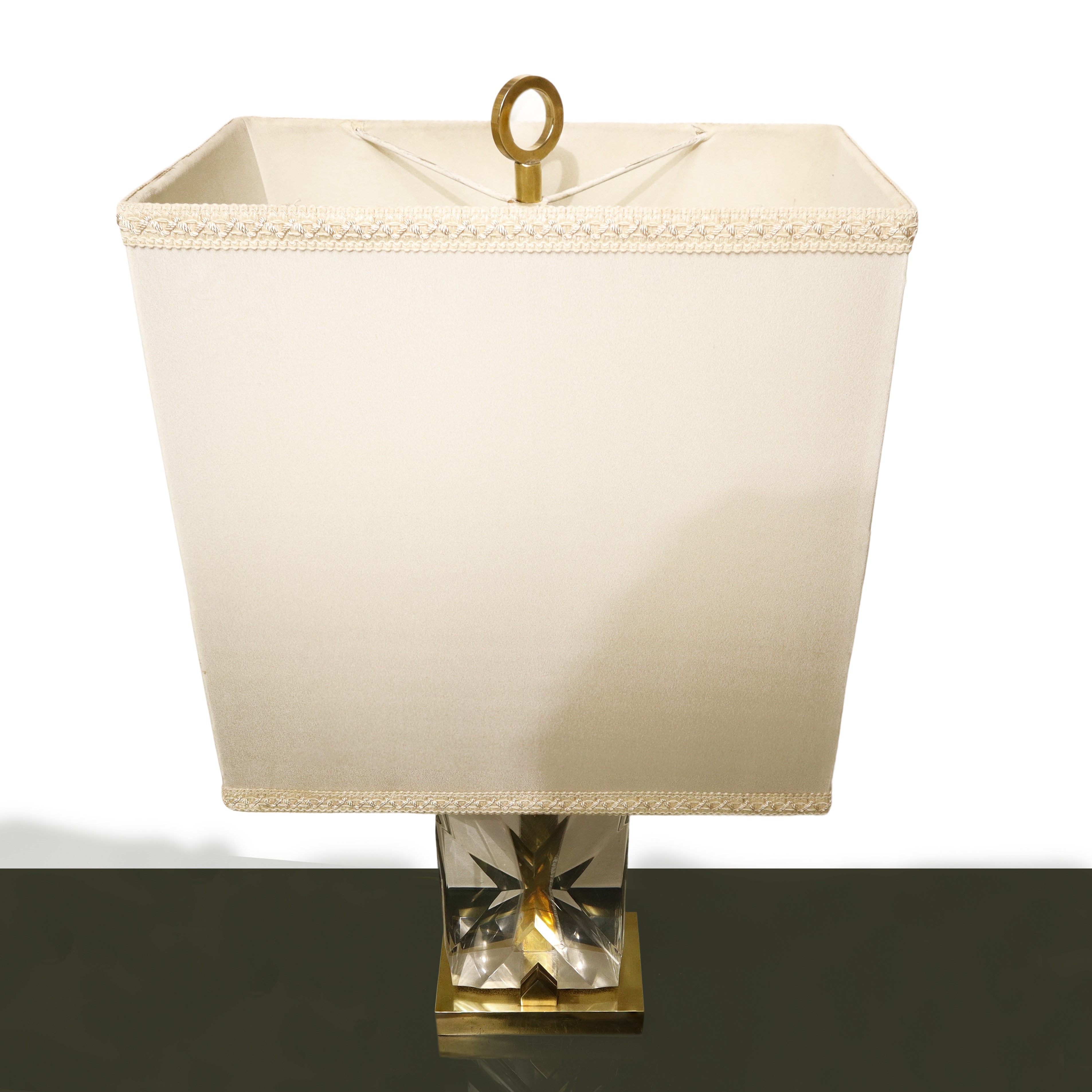 Lampada da Tavolo in Ottone e Vetro Acrilico