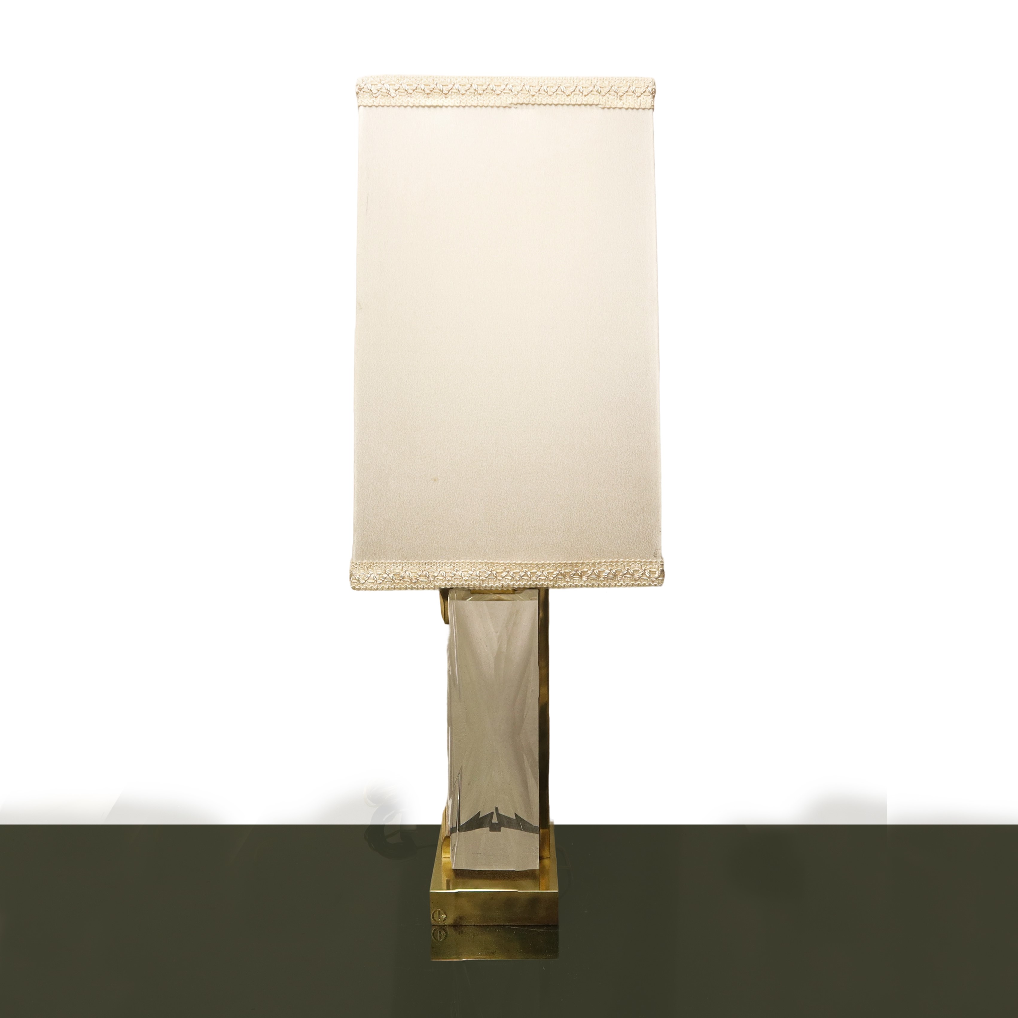 Lampada da Tavolo in Ottone e Vetro Acrilico