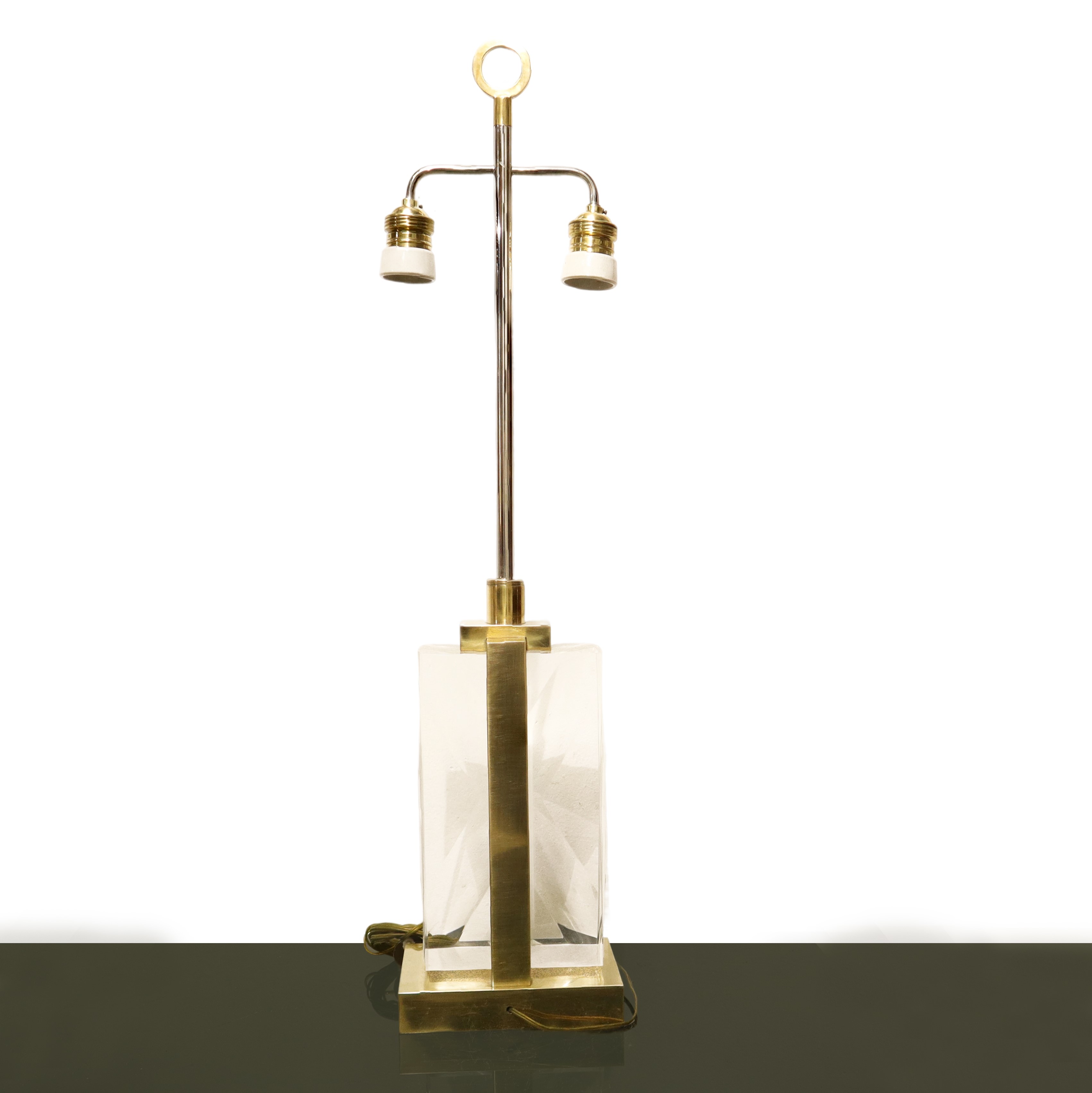 Lampada da Tavolo in Ottone e Vetro Acrilico