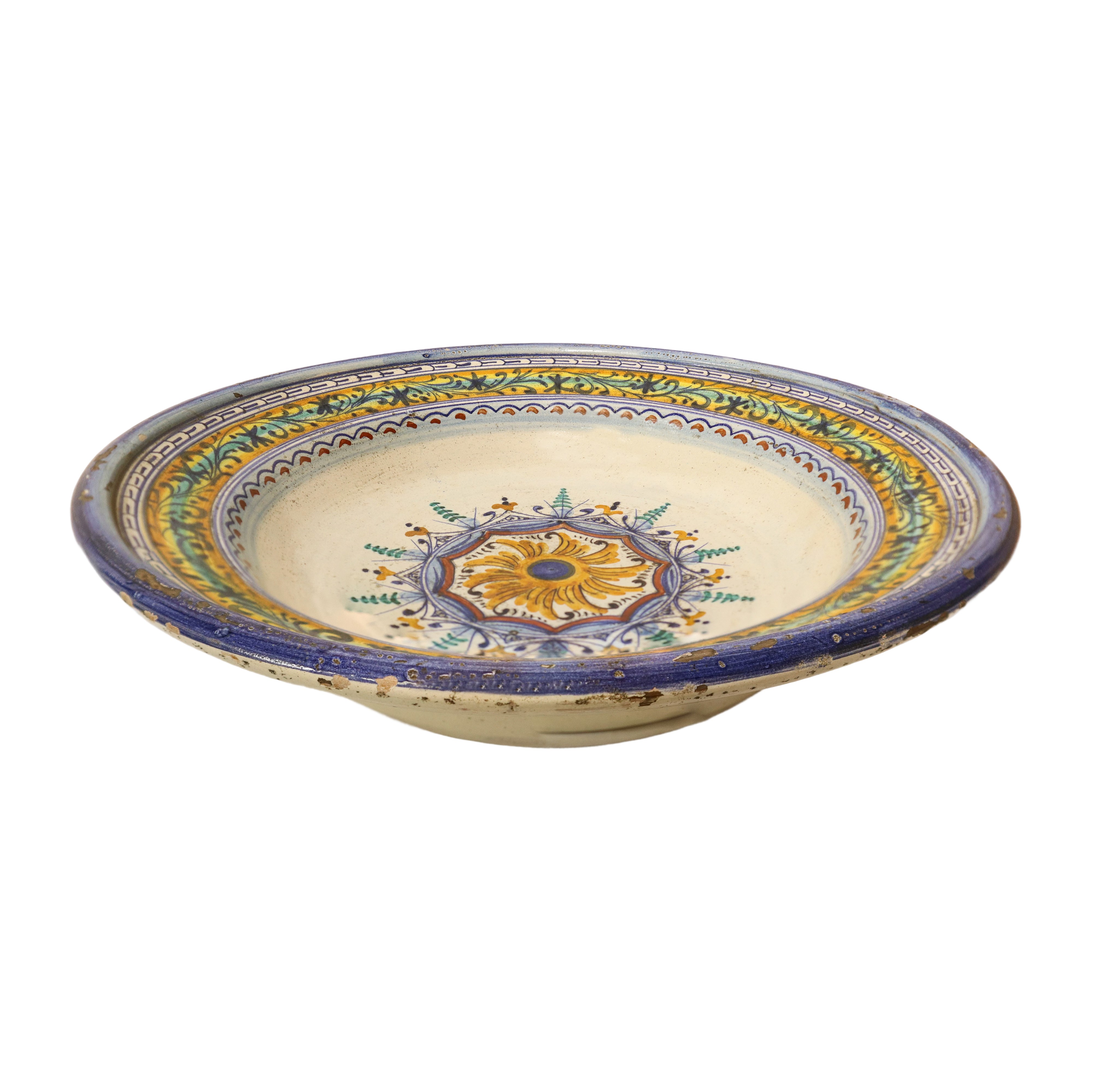 Grande piatto in maiolica dipinta policroma