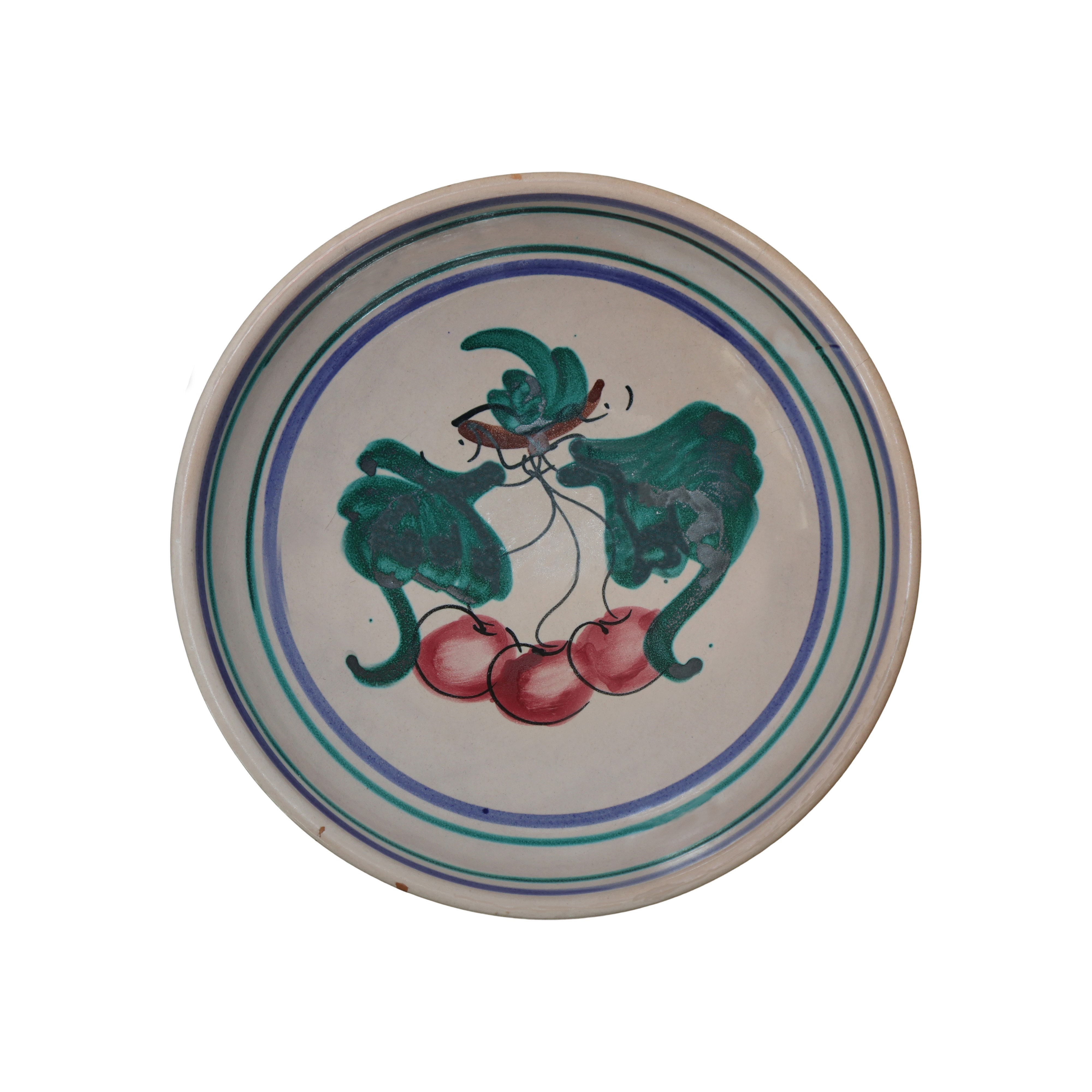 Coppia di Ciotole in Ceramica di Caltagirone Raffiguranti Ciliegie.