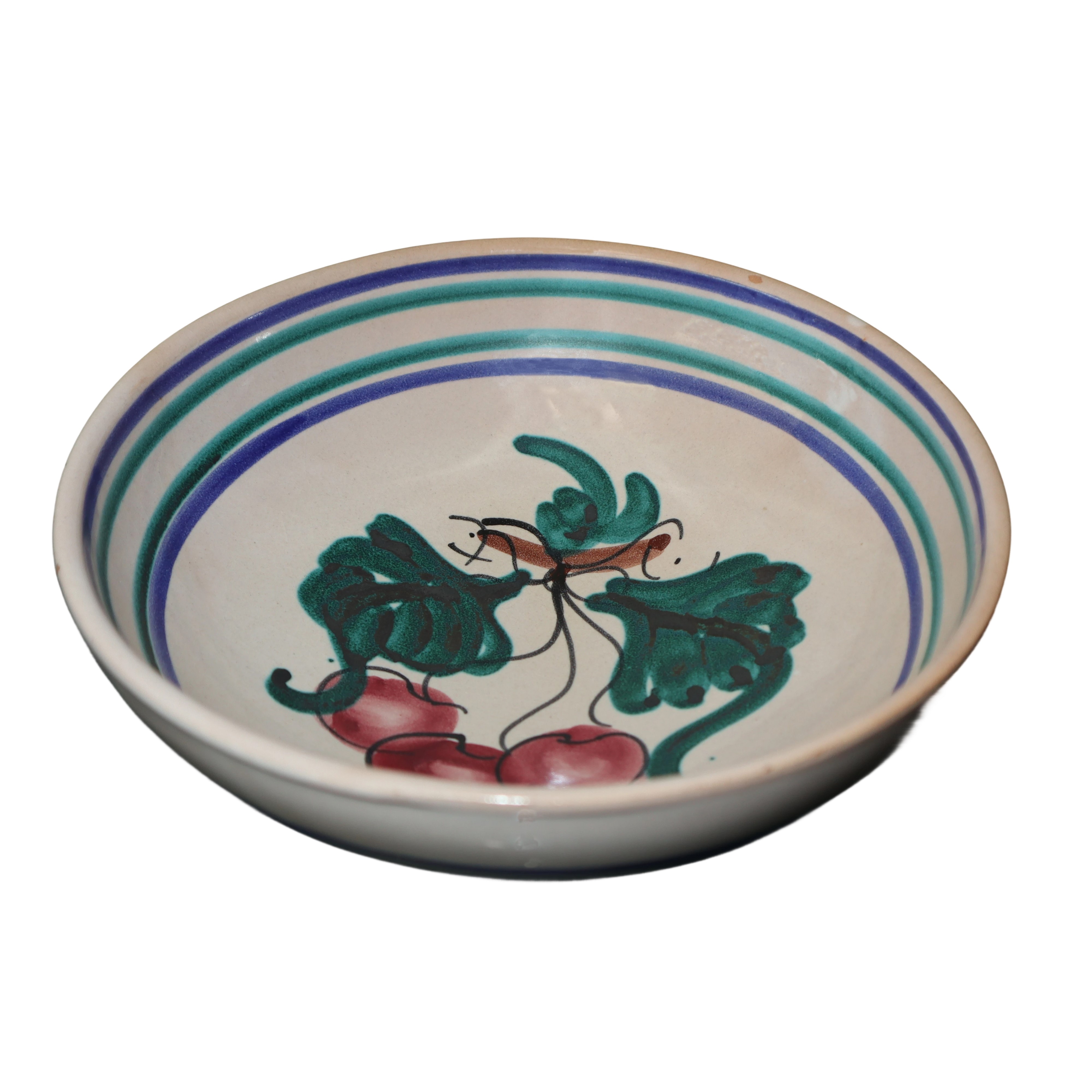 Coppia di Ciotole in Ceramica di Caltagirone Raffiguranti Ciliegie.