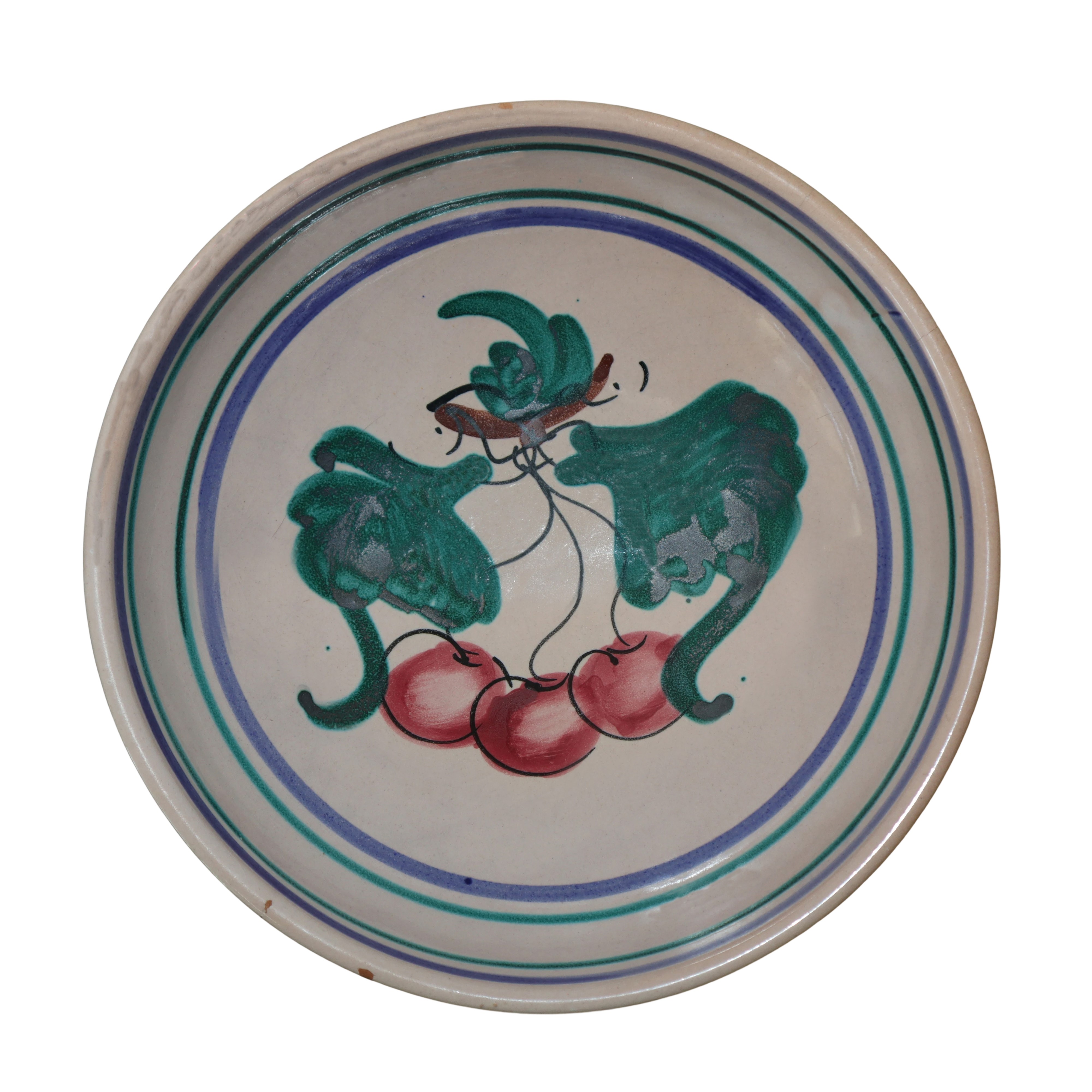 Coppia di Ciotole in Ceramica di Caltagirone Raffiguranti Ciliegie.