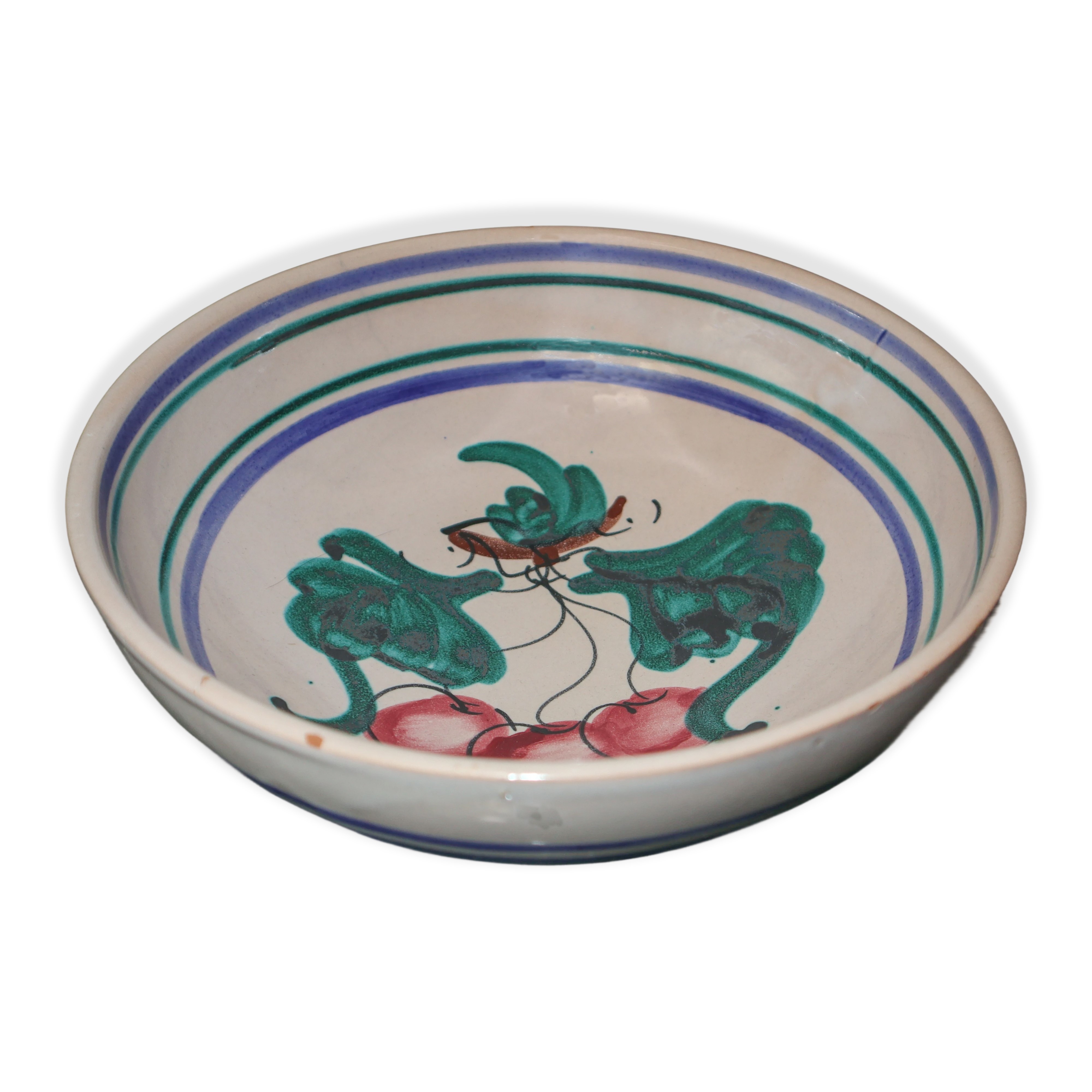 Coppia di Ciotole in Ceramica di Caltagirone Raffiguranti Ciliegie.