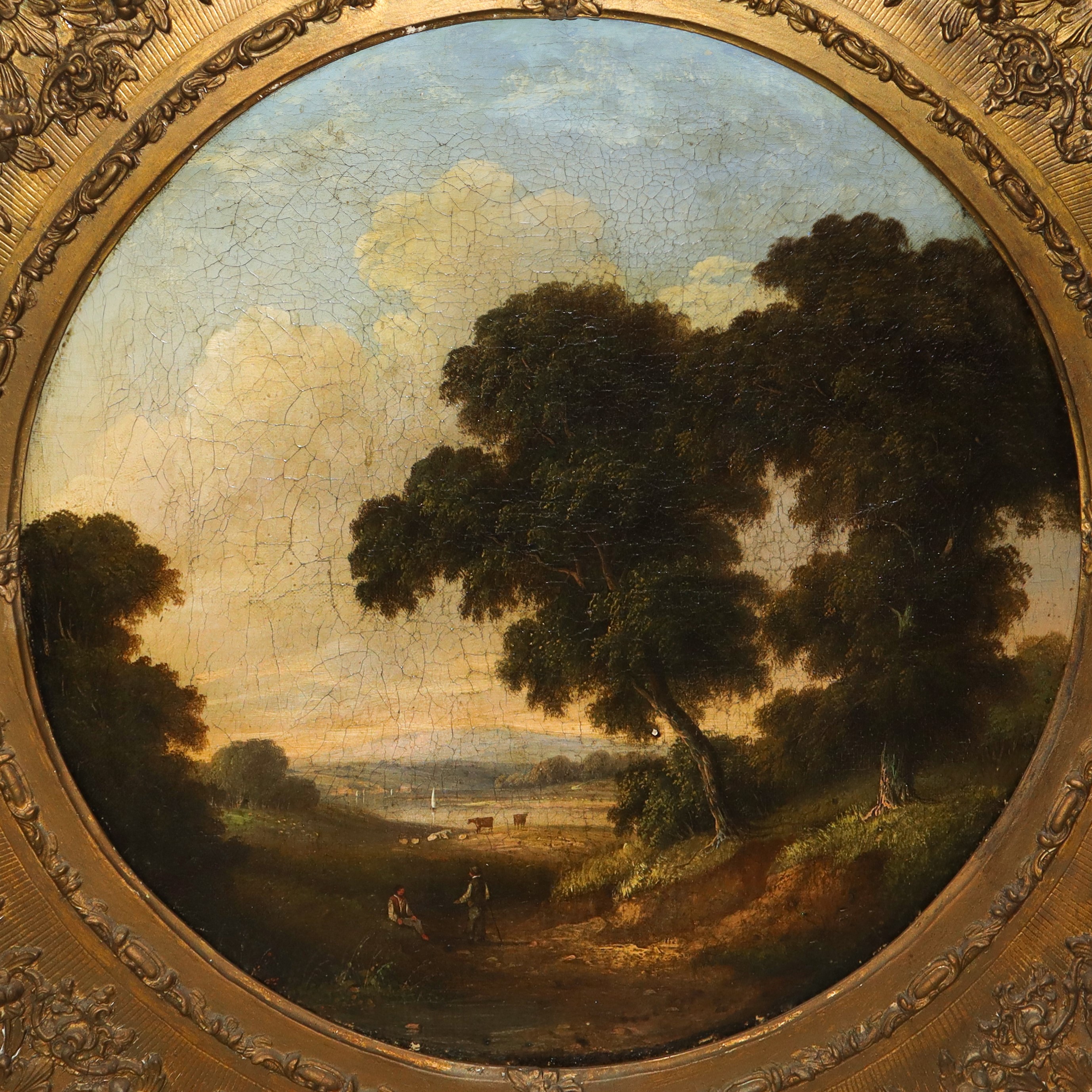 Paesaggio campestre con personaggi e armenti