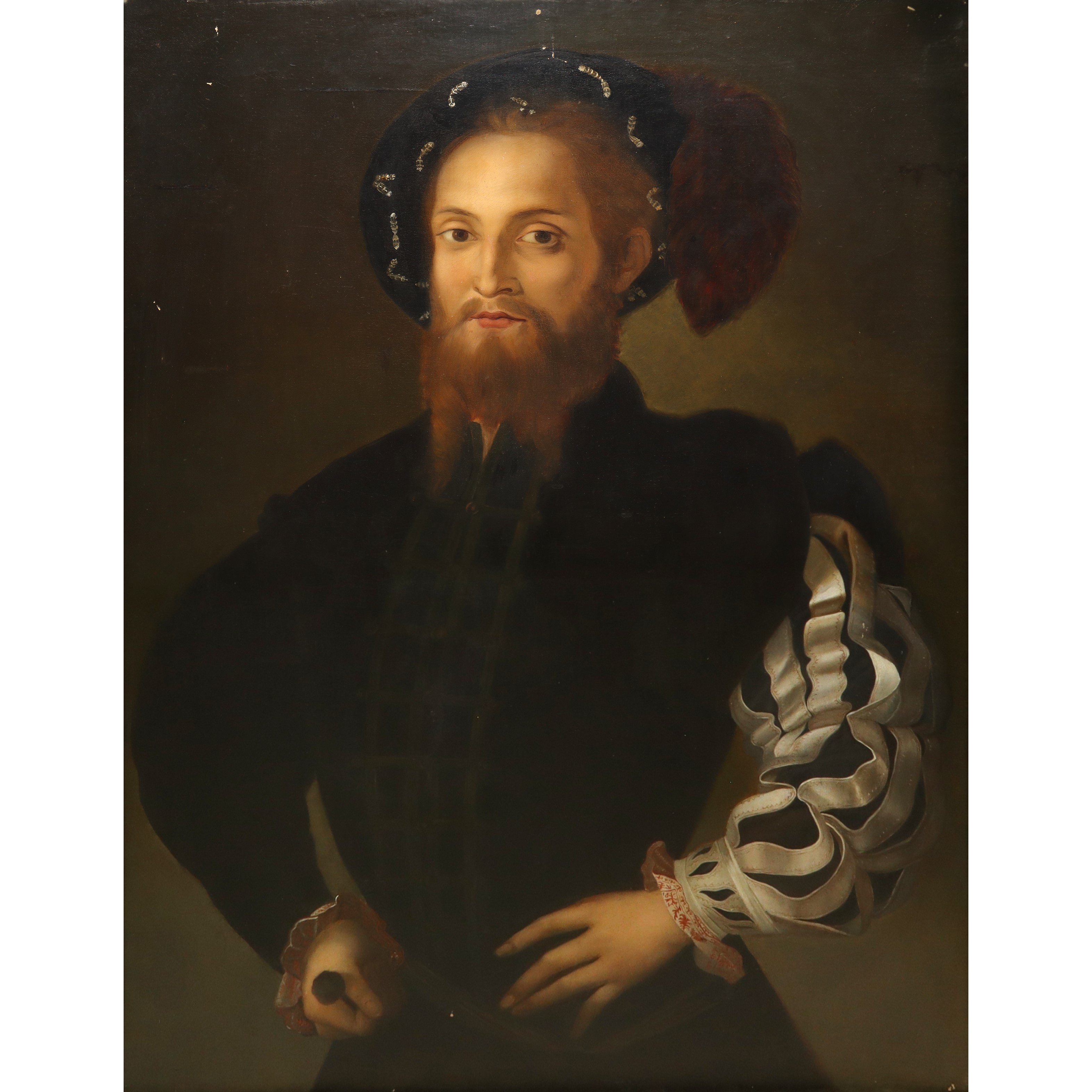 Giovane dai capelli rossi in abiti rinascimentali