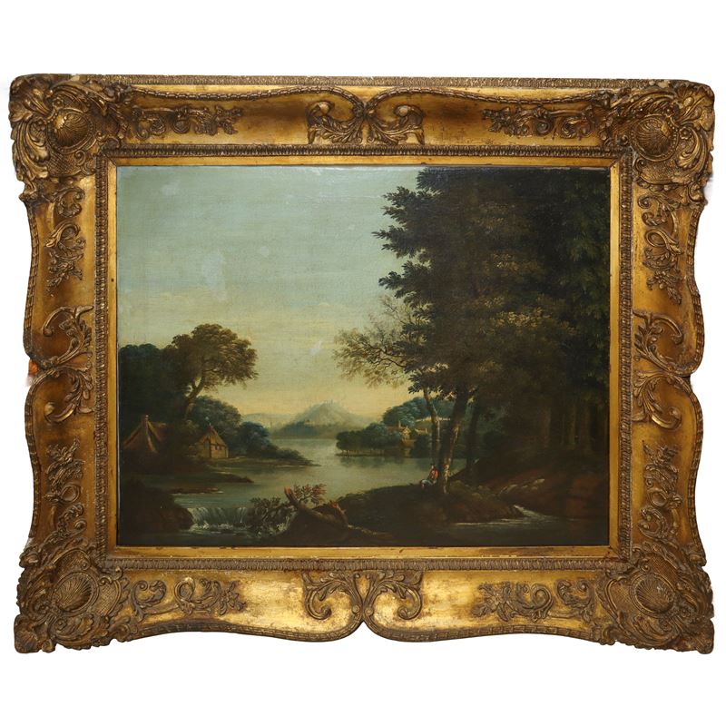 Paesaggio Fluviale con Alberi